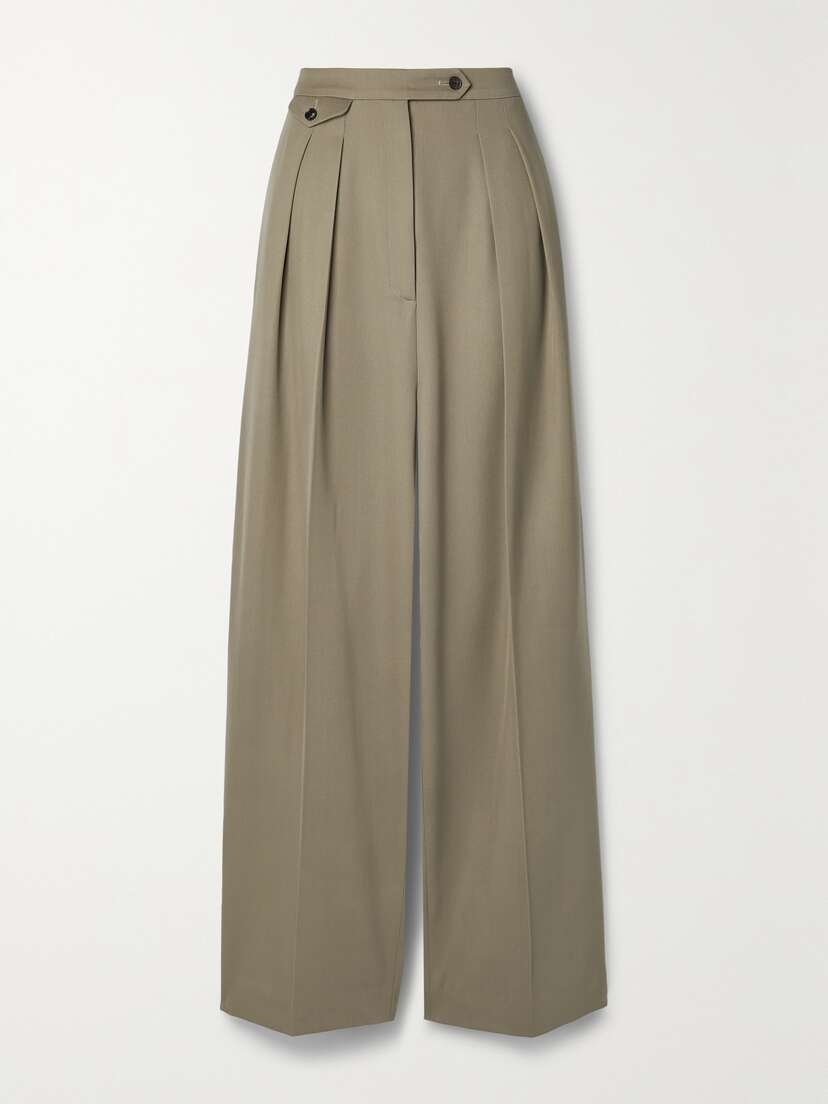 The Row Marcellita Pleated Wool-twill Wide-leg Pants