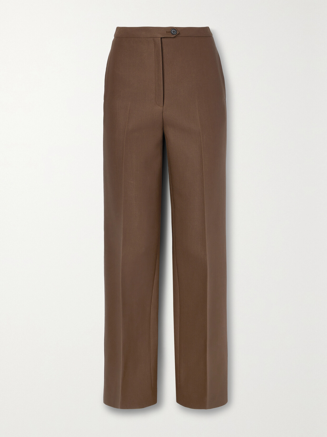 Shop The Row Elia Wool And Silk-blend Twill Straight-leg Pants In Brown