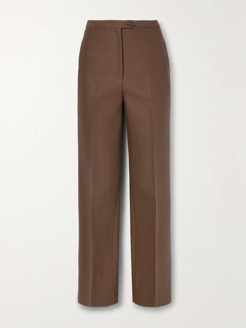 The Row Elia Wool And Silk-blend Twill Straight-leg Pants