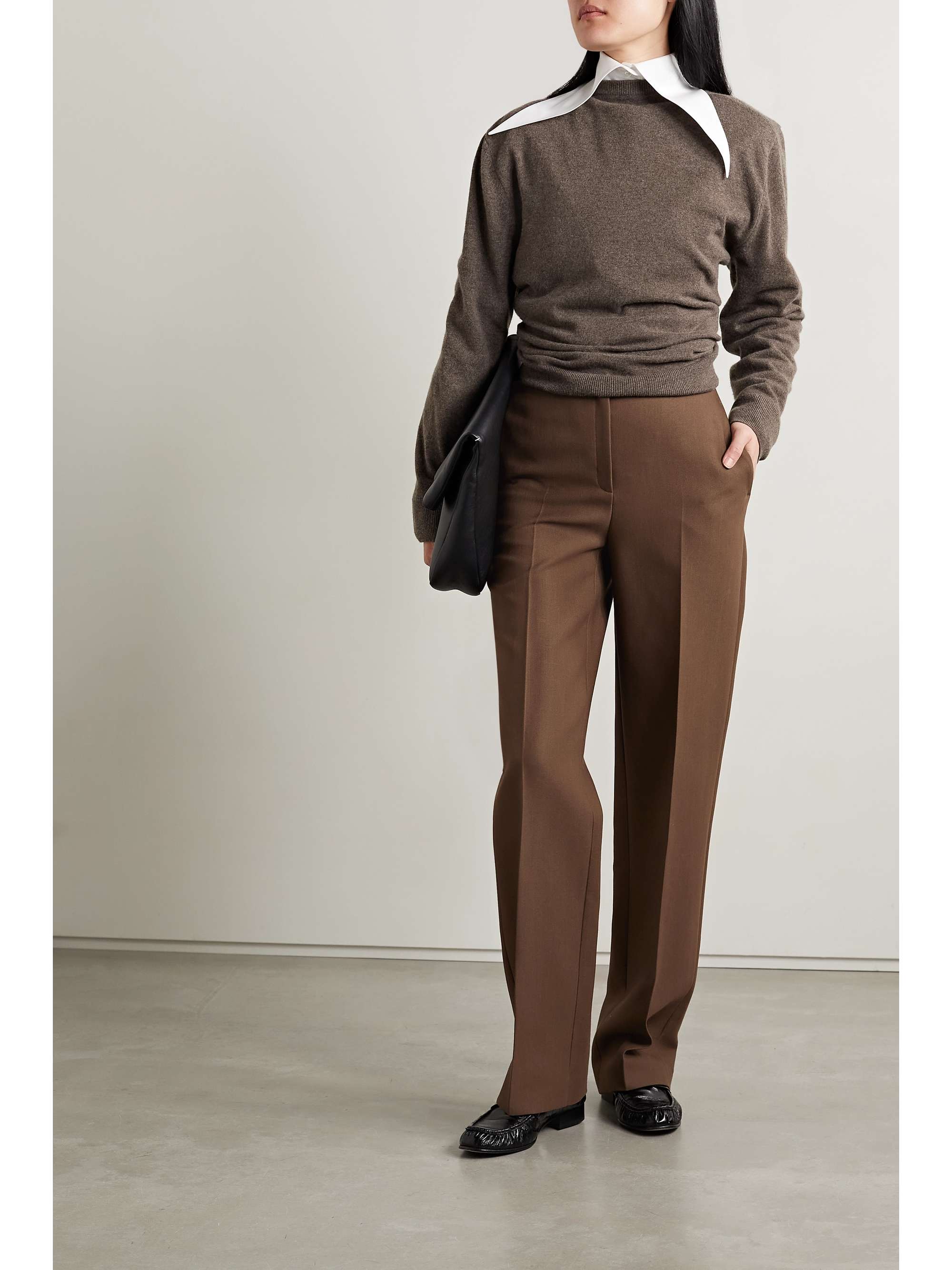 THE ROW Elia wool and silk-blend twill straight-leg pants