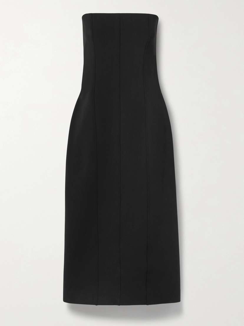 The Row Melonia Strapless Paneled Scuba Midi Dress - x large