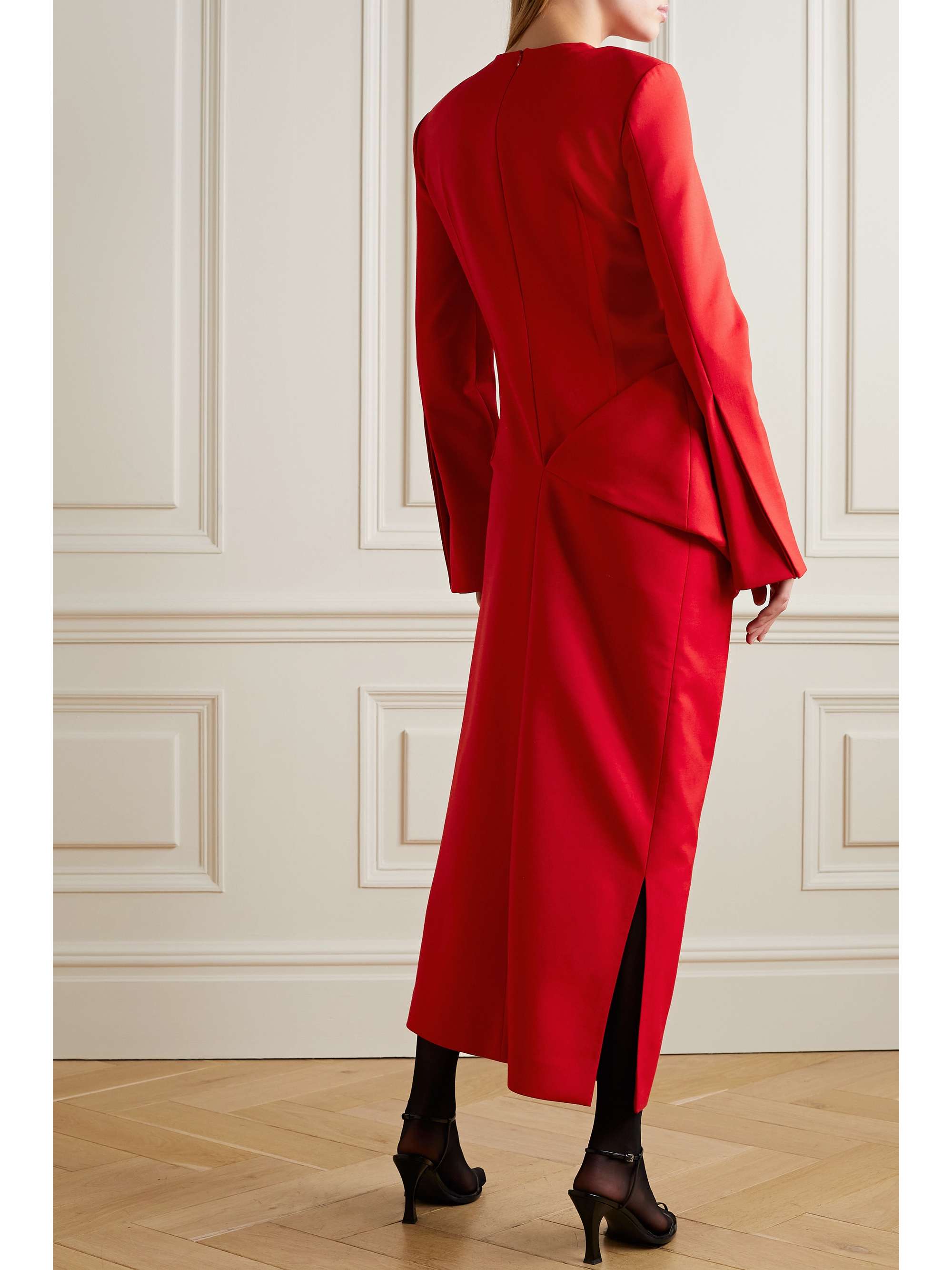 THE ROW Lucienne ruched wool-blend midi dress