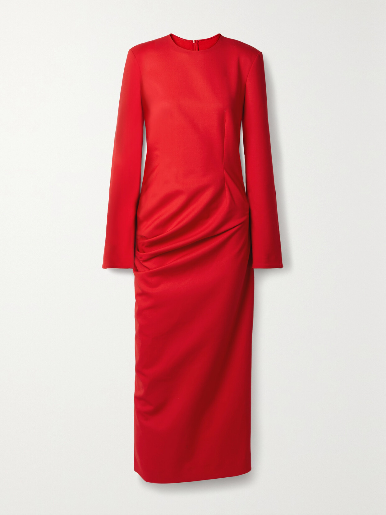 Shop The Row Lucienne Ruched Wool-blend Midi Dress In Red