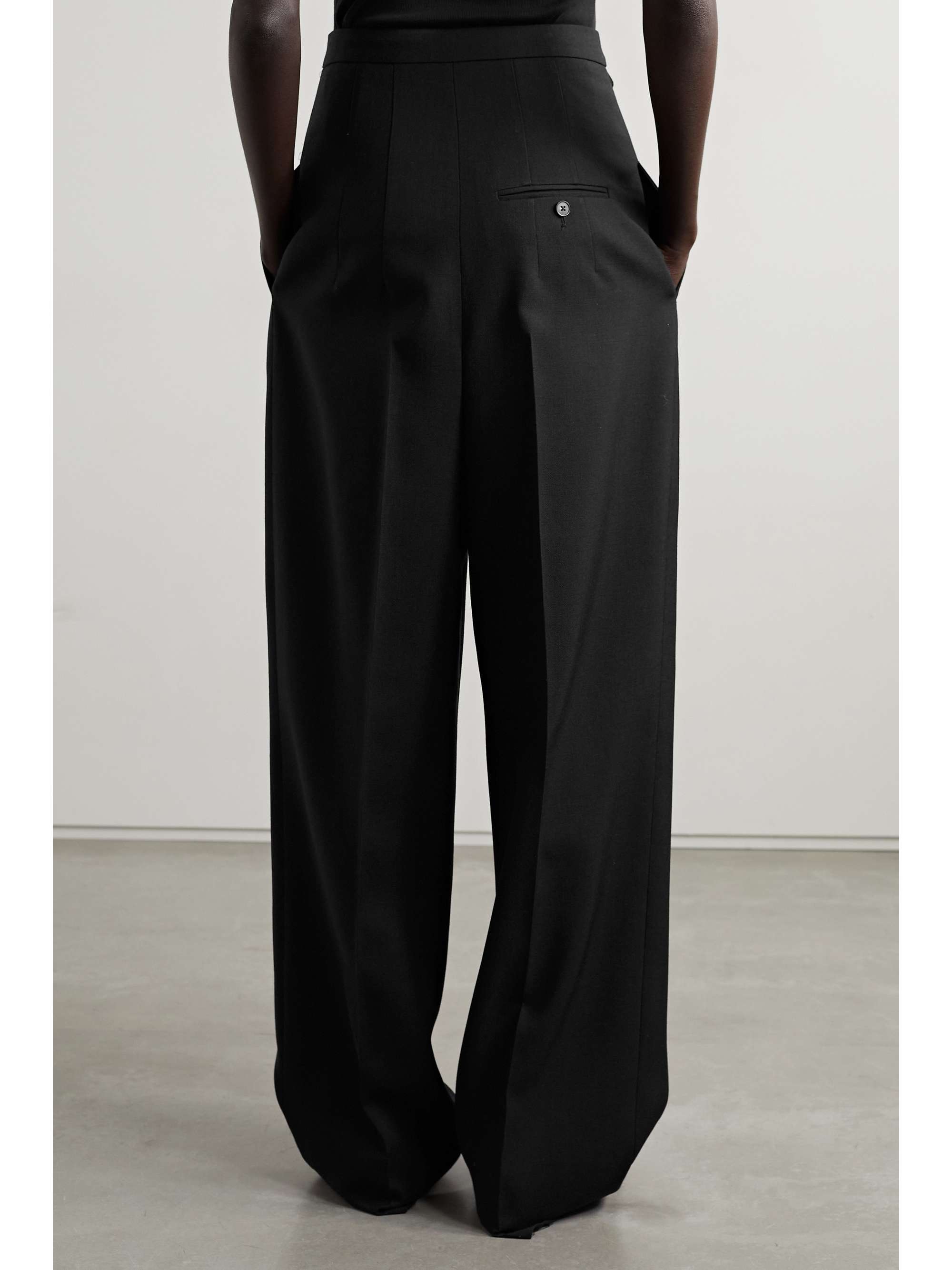 THE ROW Marcellita pleated wool and mohair-blend piqué wide-leg pants ...