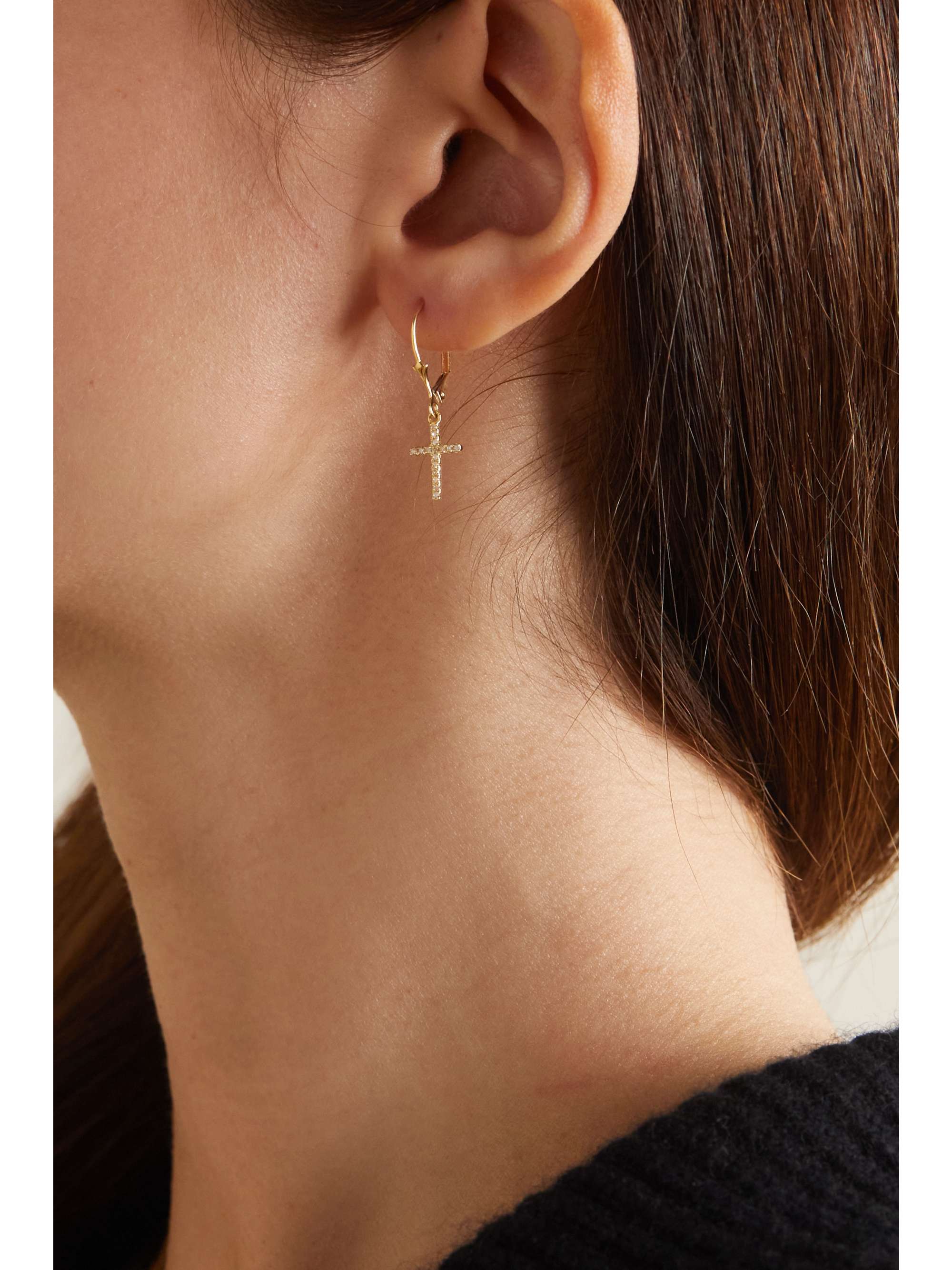 THE M JEWELERS Cross gold diamond earrings NETAPORTER