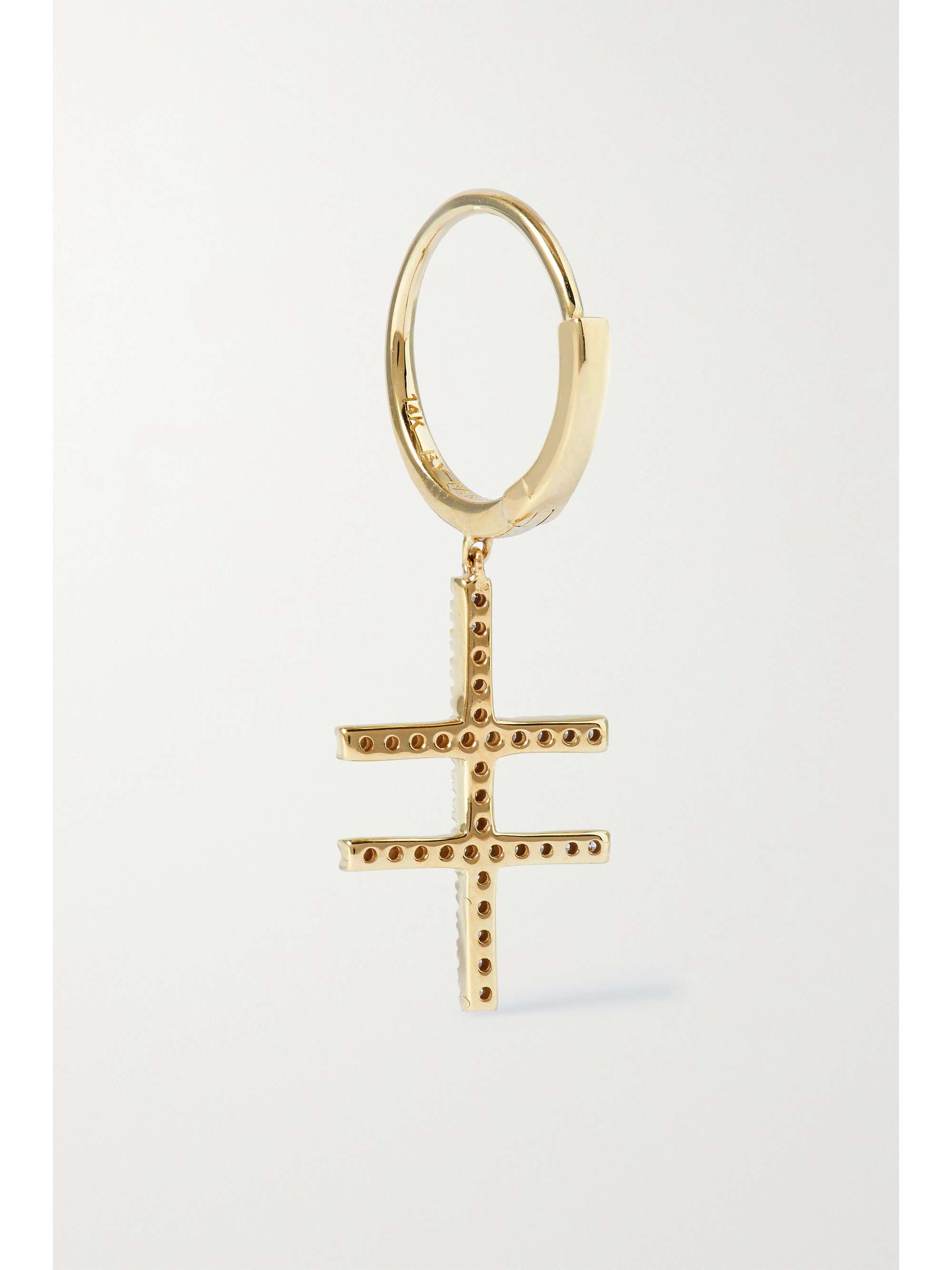 BY PARIAH Double Crossing 14-karat recycled gold diamond single hoop earring