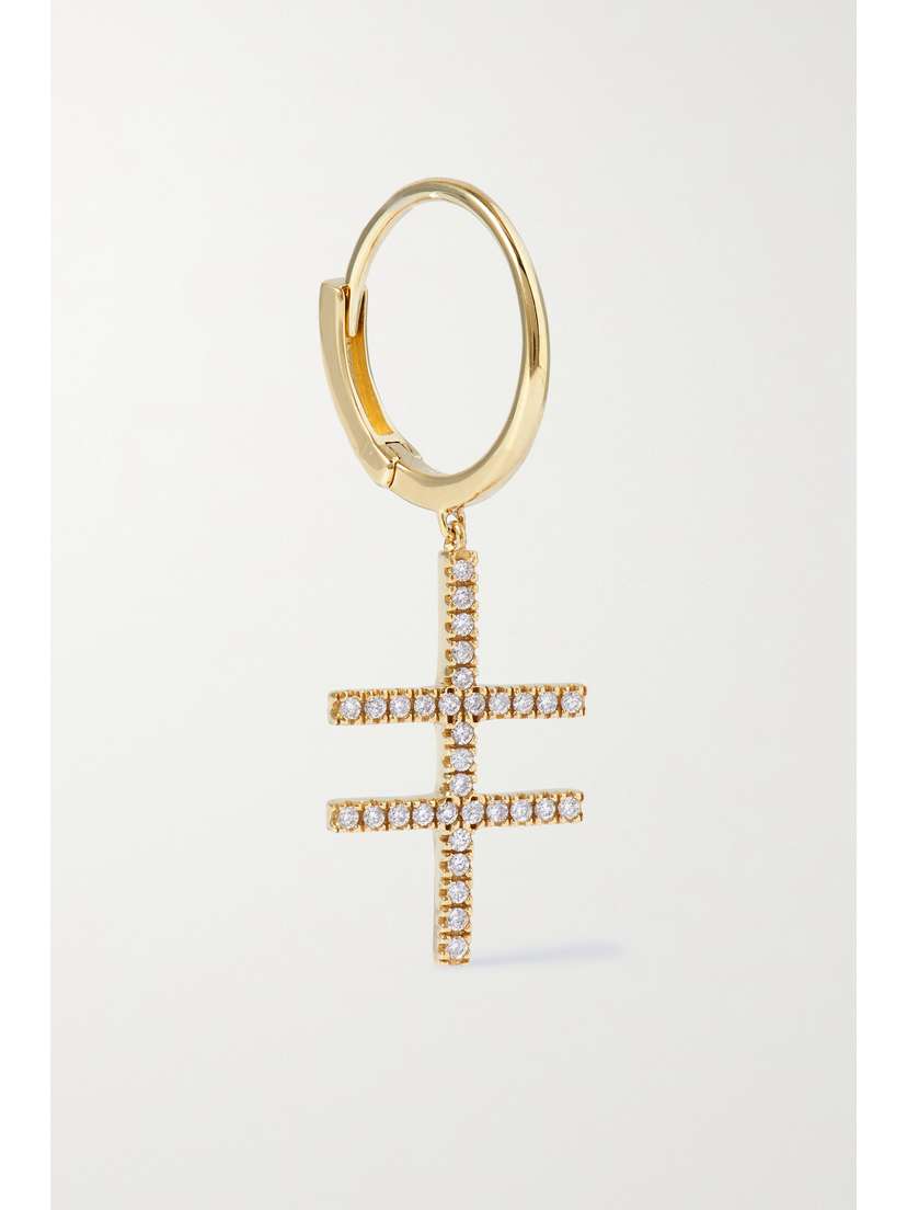 By Pariah Double Crossing 14-karat Recycled Gold Diamond Single Hoop Earring