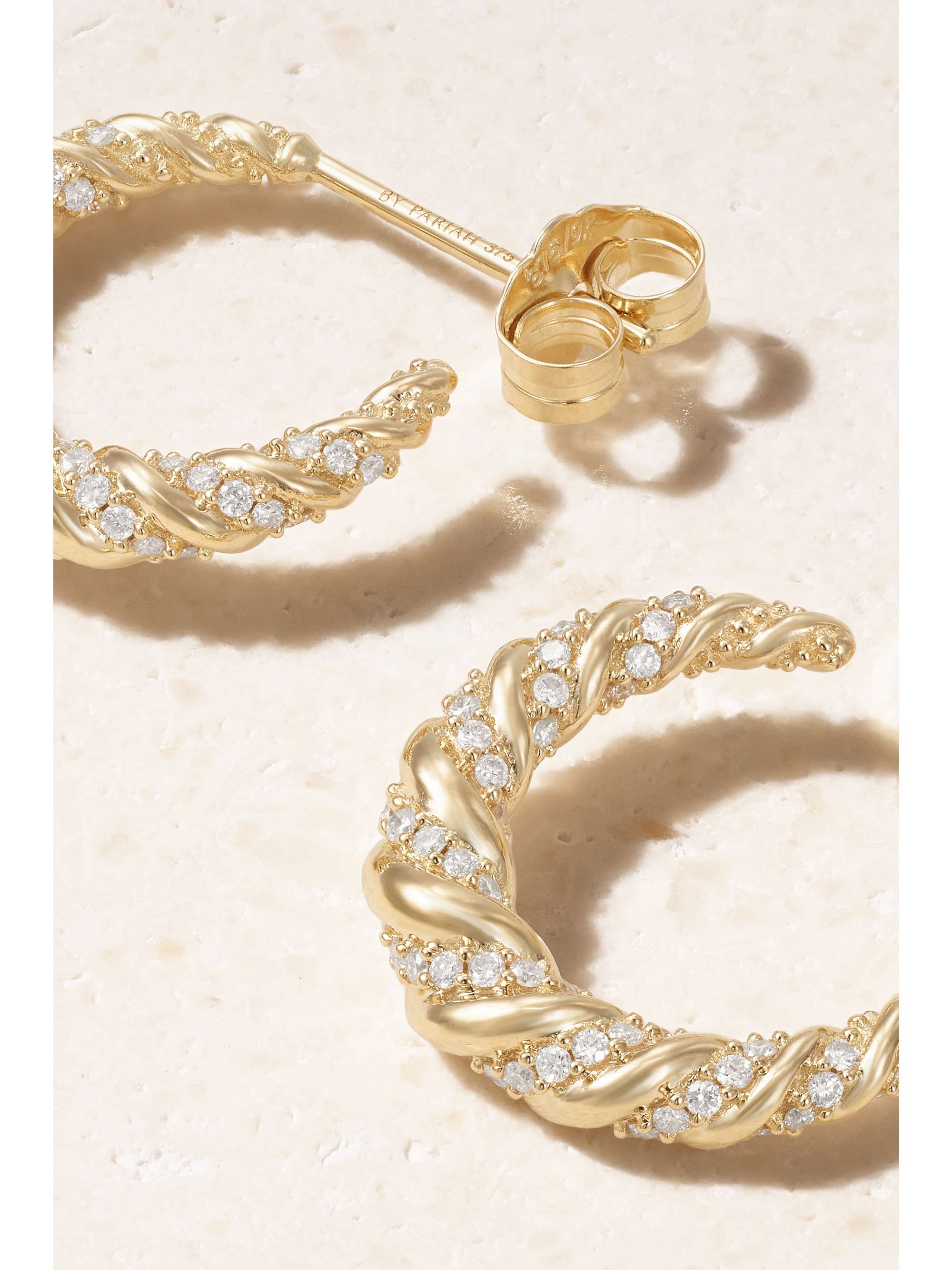BY PARIAH Gold Linings 9-karat recycled gold diamond hoop earrings