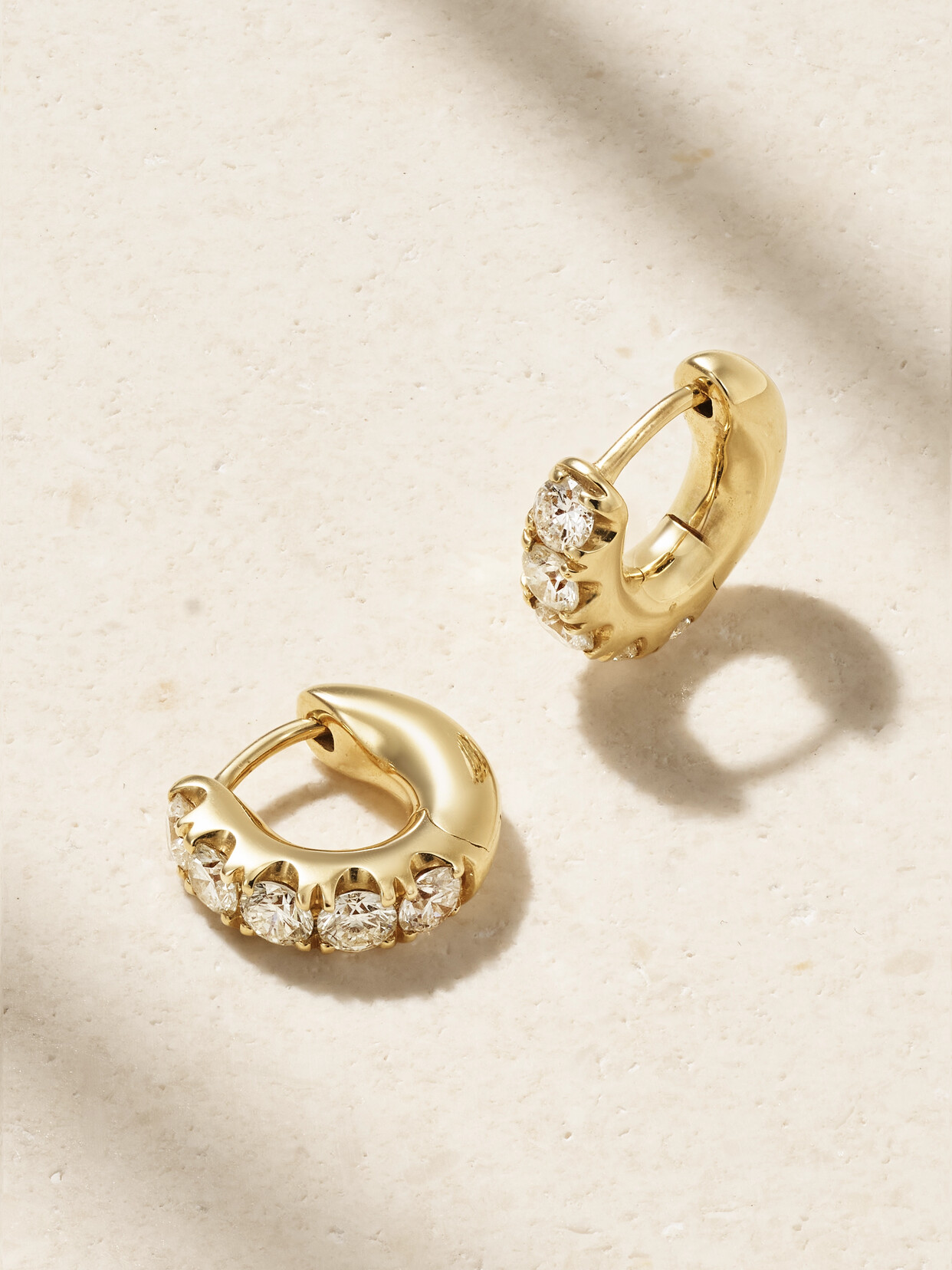 Roxanne First - Super Duper 14-karat Gold Diamond Hoop Earrings - One size