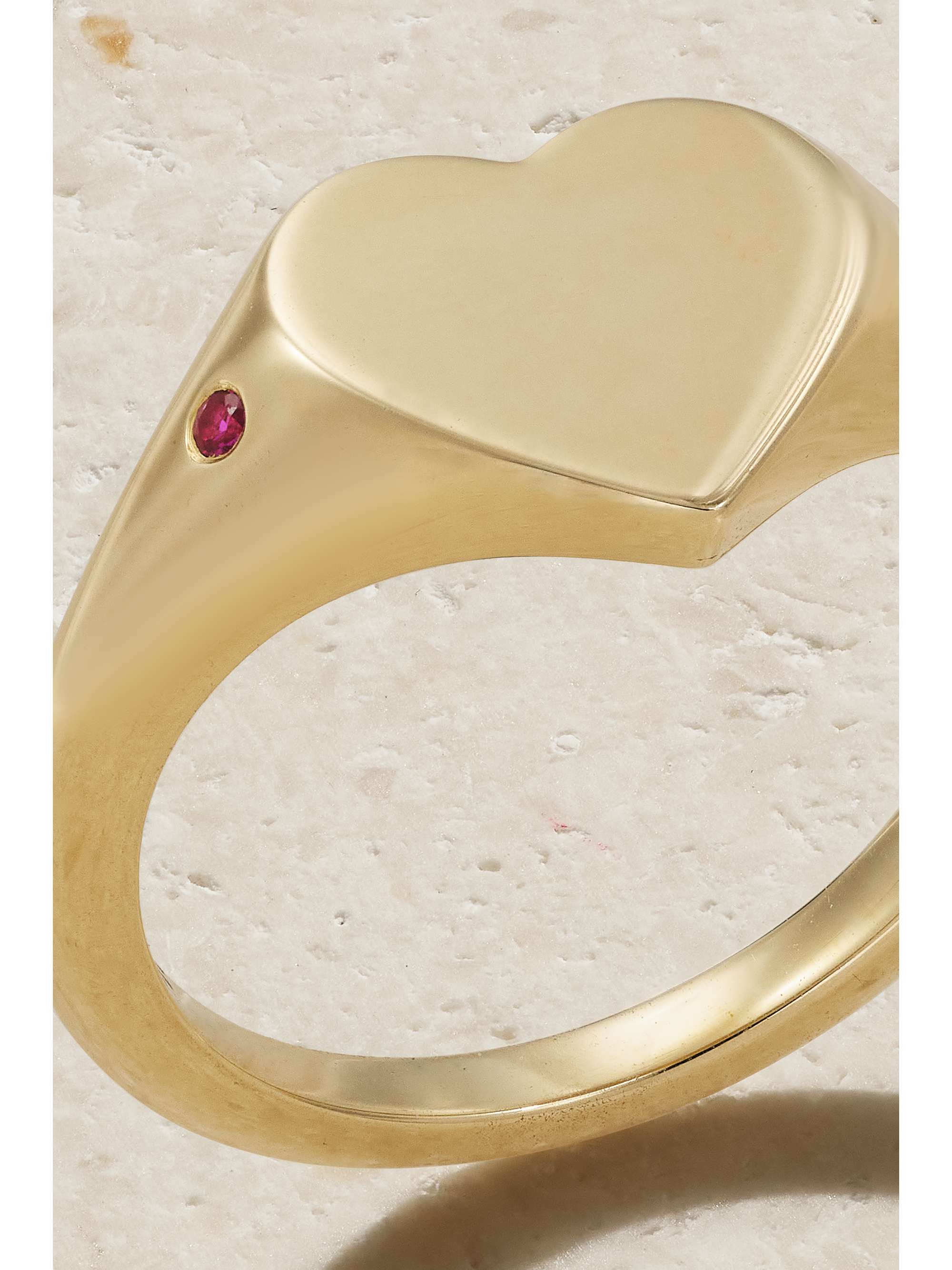ROXANNE FIRST Heart 14-karat gold sapphire signet ring