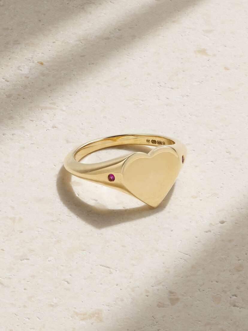Roxanne First Heart 14-karat Gold Sapphire Signet Ring