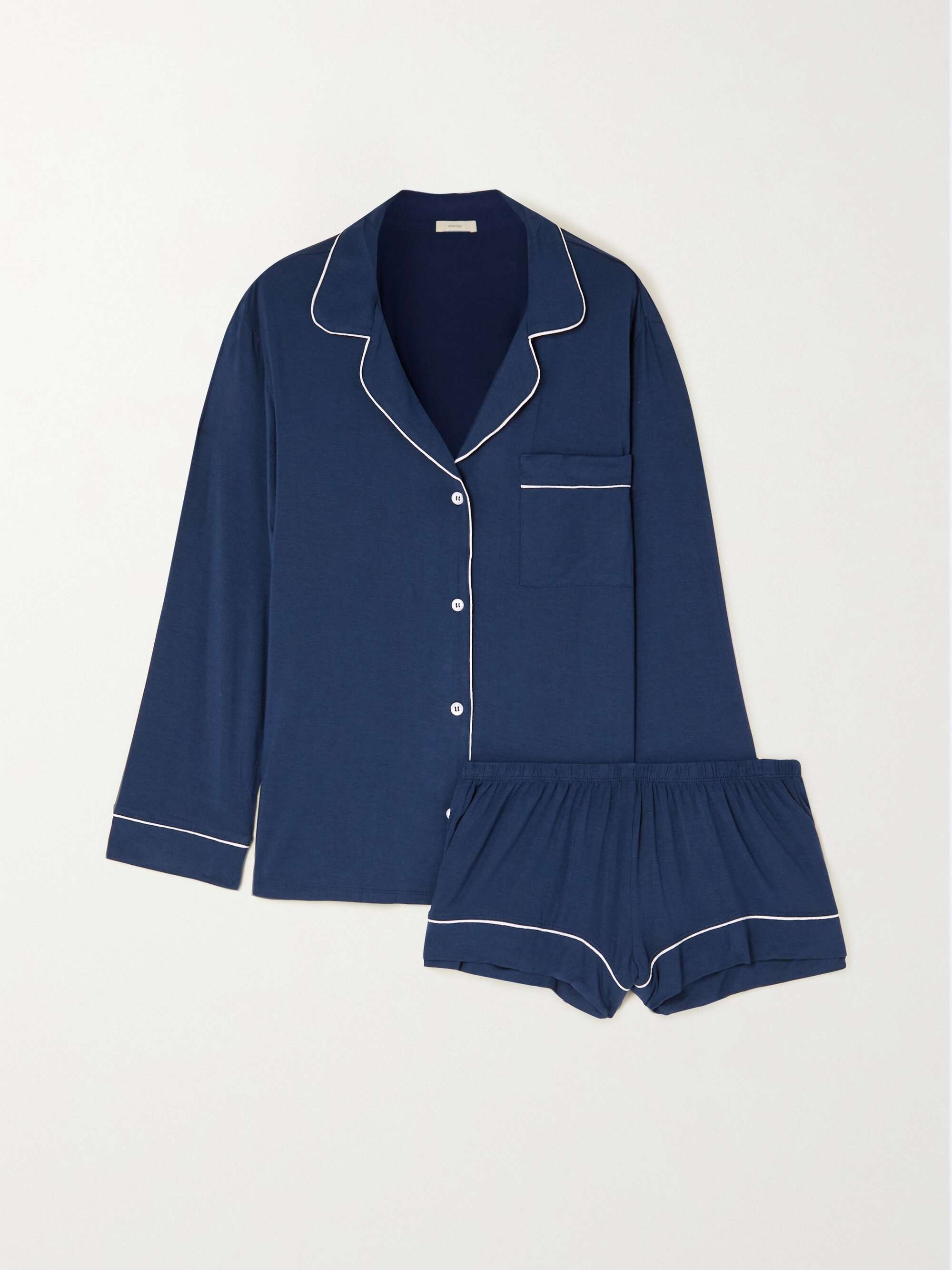 Gisele piped stretch-modal pajama set