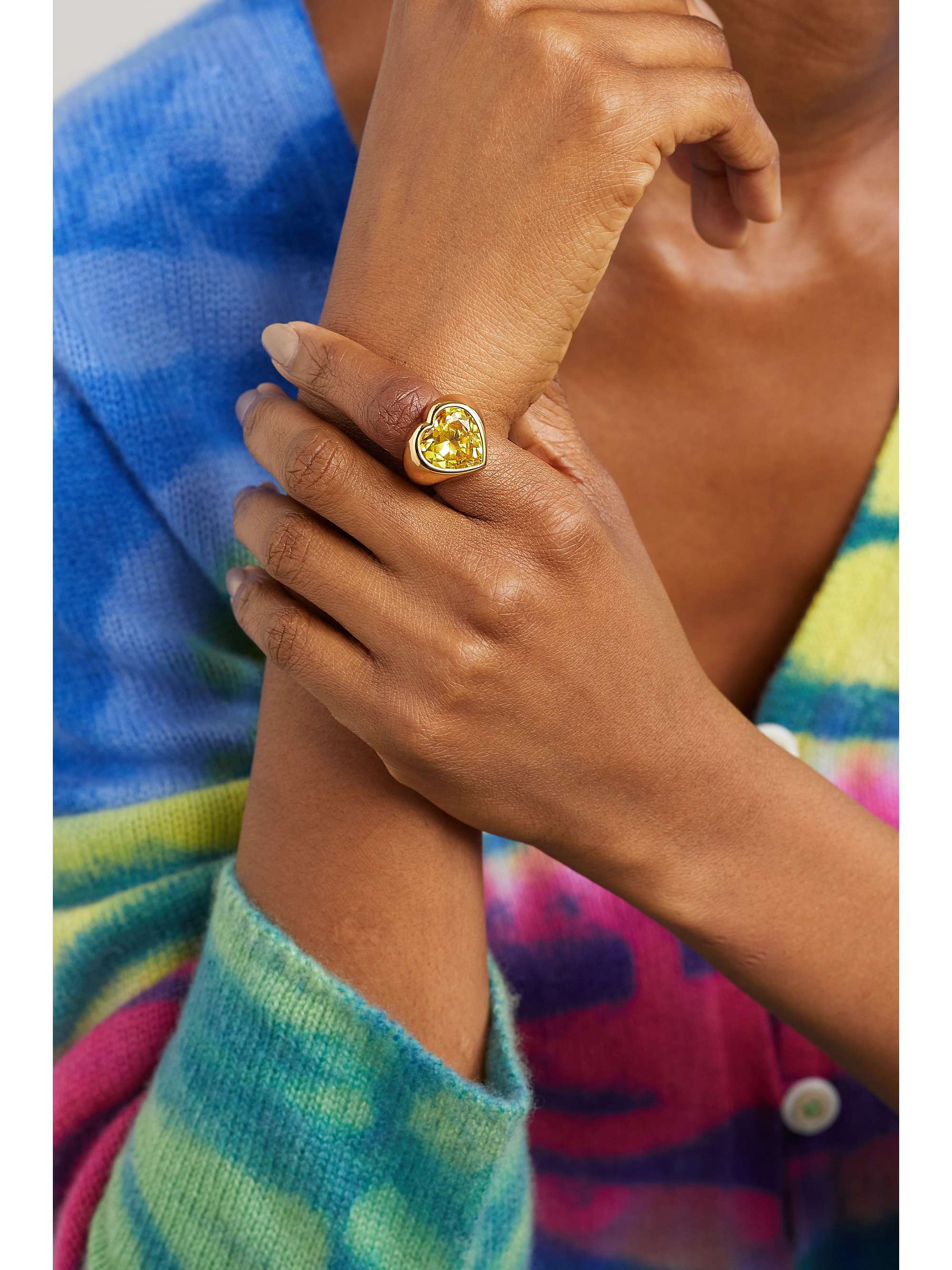 TIMELESS PEARLY Gold-plated crystal ring