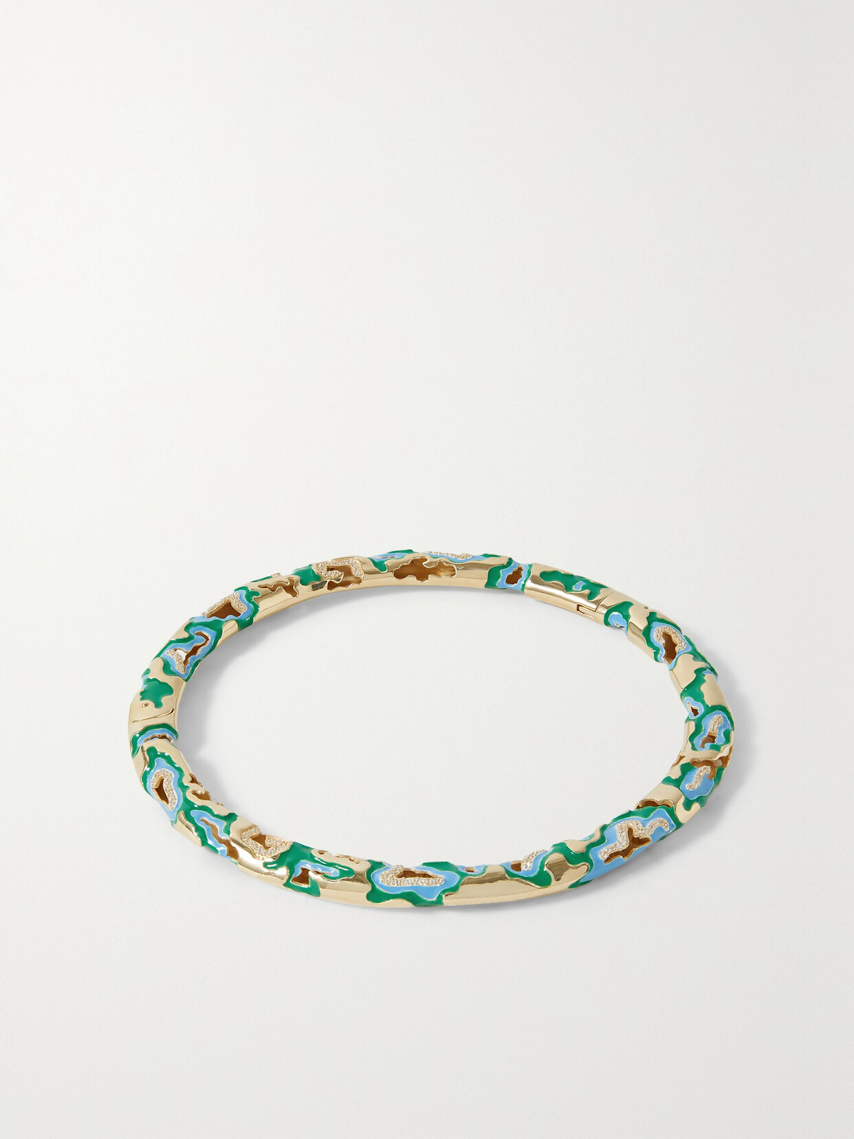 Bottega Veneta - Gold-plated, Enamel And Cubic Zirconia Necklace - Green 22 Awaiting product image