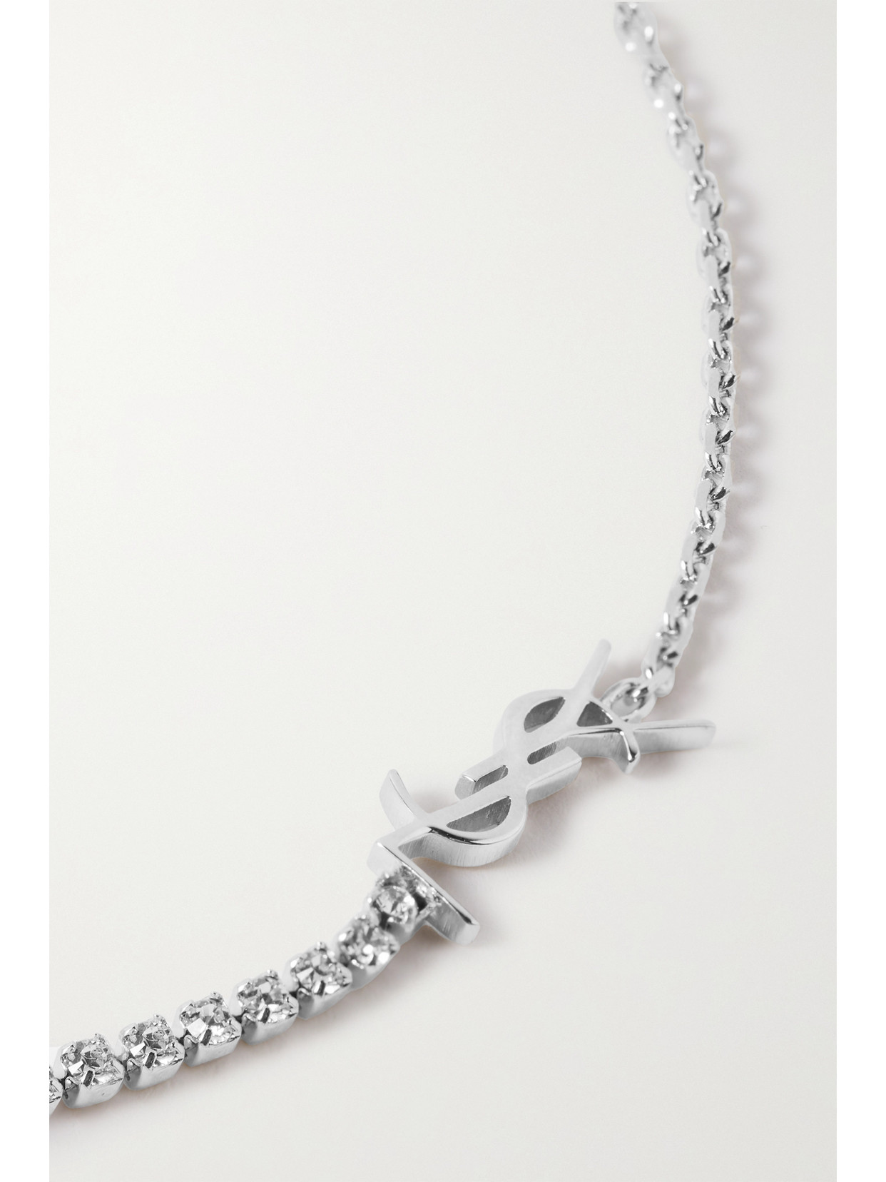 Saint Laurent Ysl-plaque Crystal-embellished Bracelet In