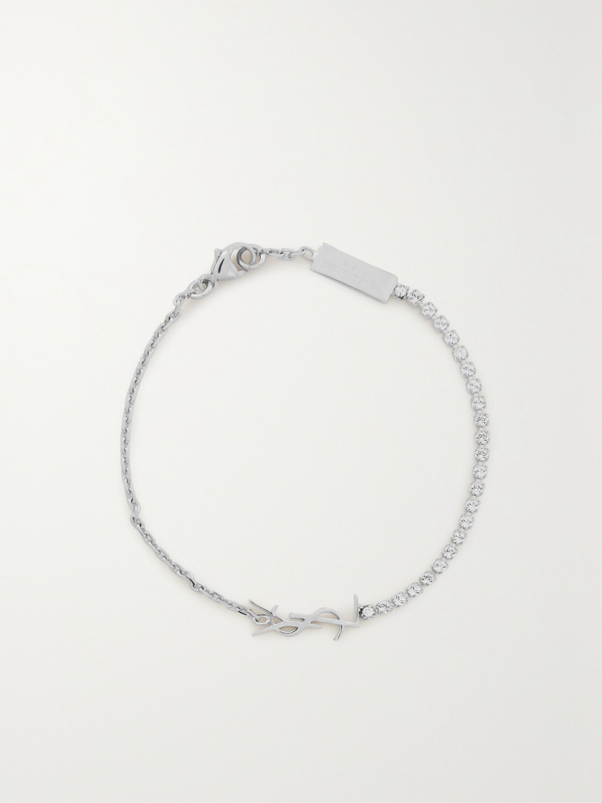 Shop Saint Laurent Silver-tone Crystal Bracelet