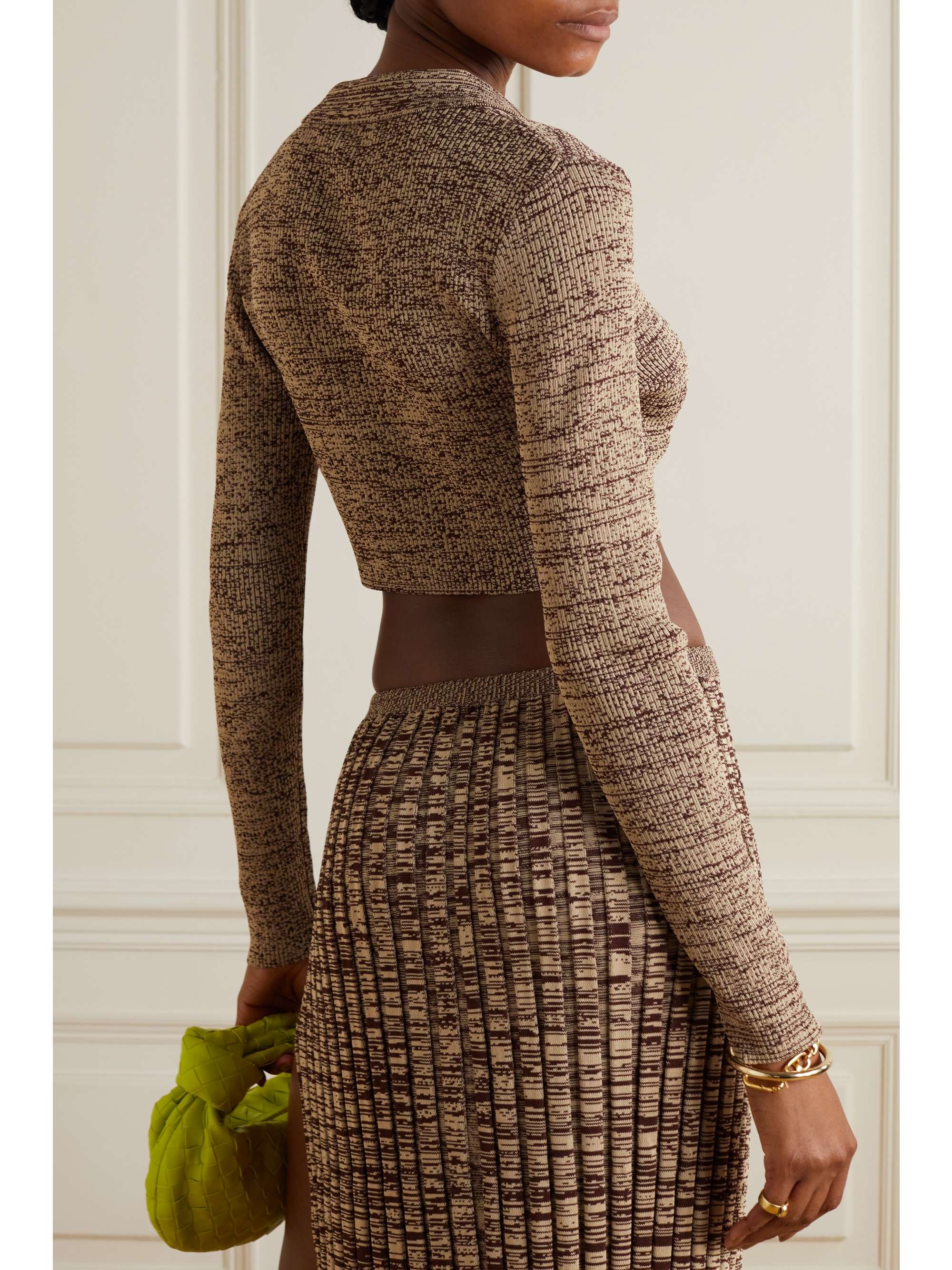 CHRISTOPHER ESBER Cropped mélange ribbed-knit cardigan