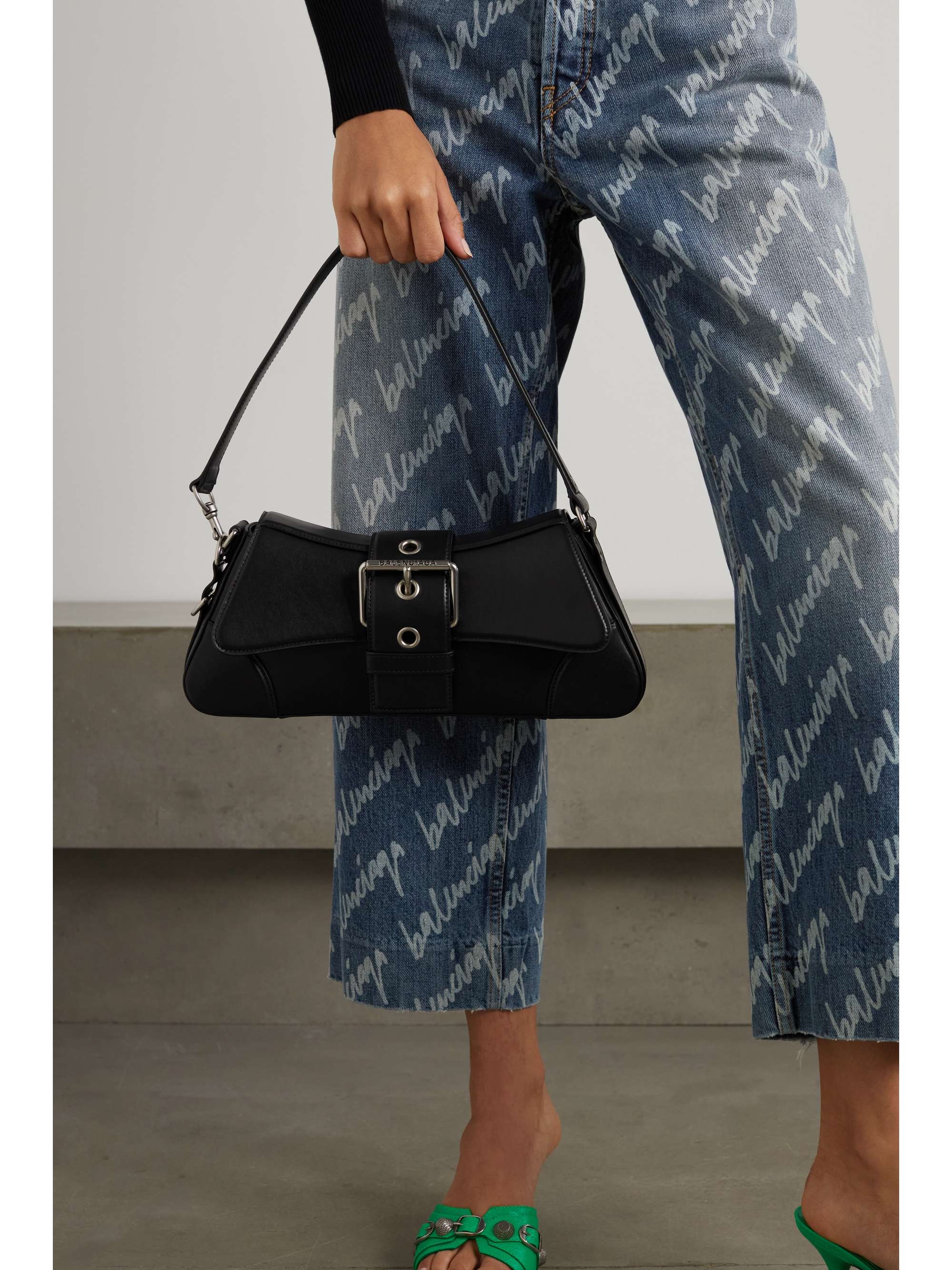 BALENCIAGA Lindsay medium buckled leather shoulder bag NETAPORTER