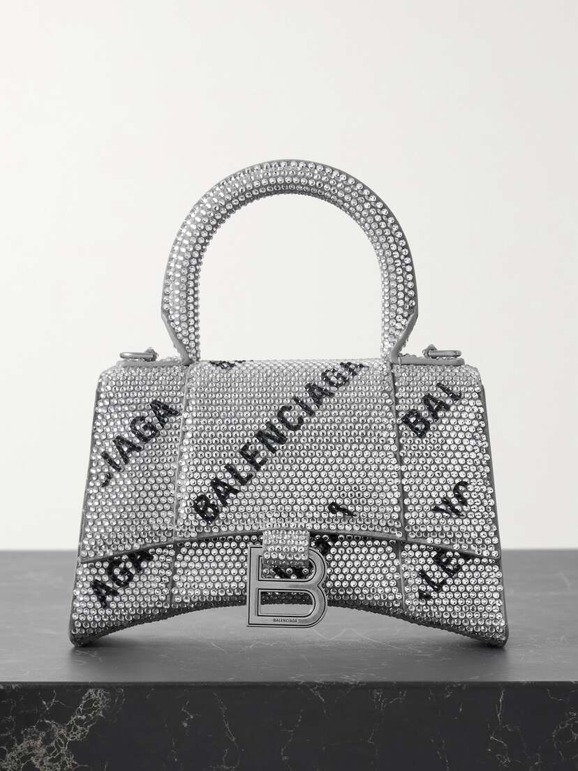 Balenciaga Hourglass Xs Crystal-embellished Felt Tote