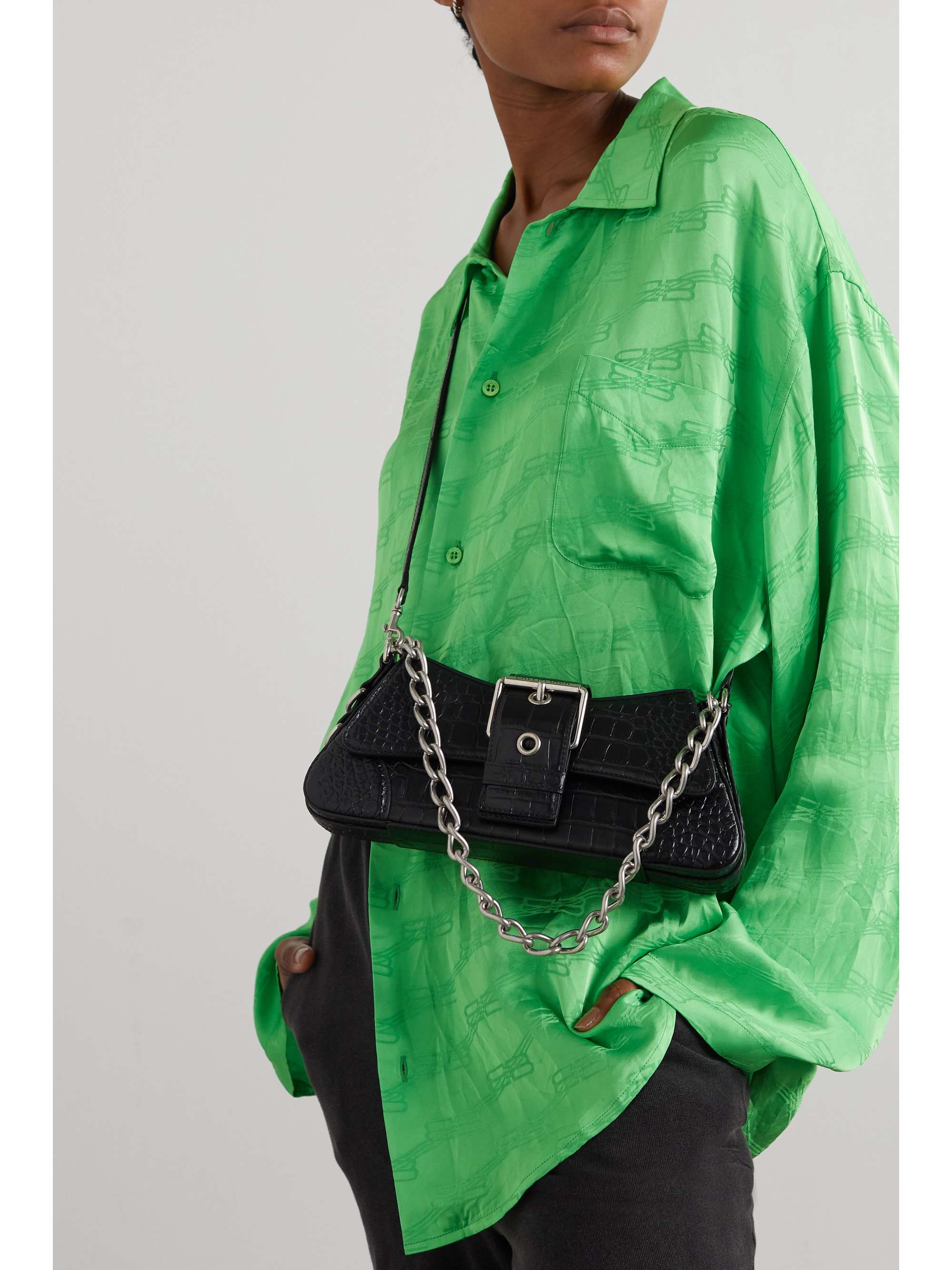 BALENCIAGA Lindsay small croc-effect leather shoulder bag | NET-A-PORTER