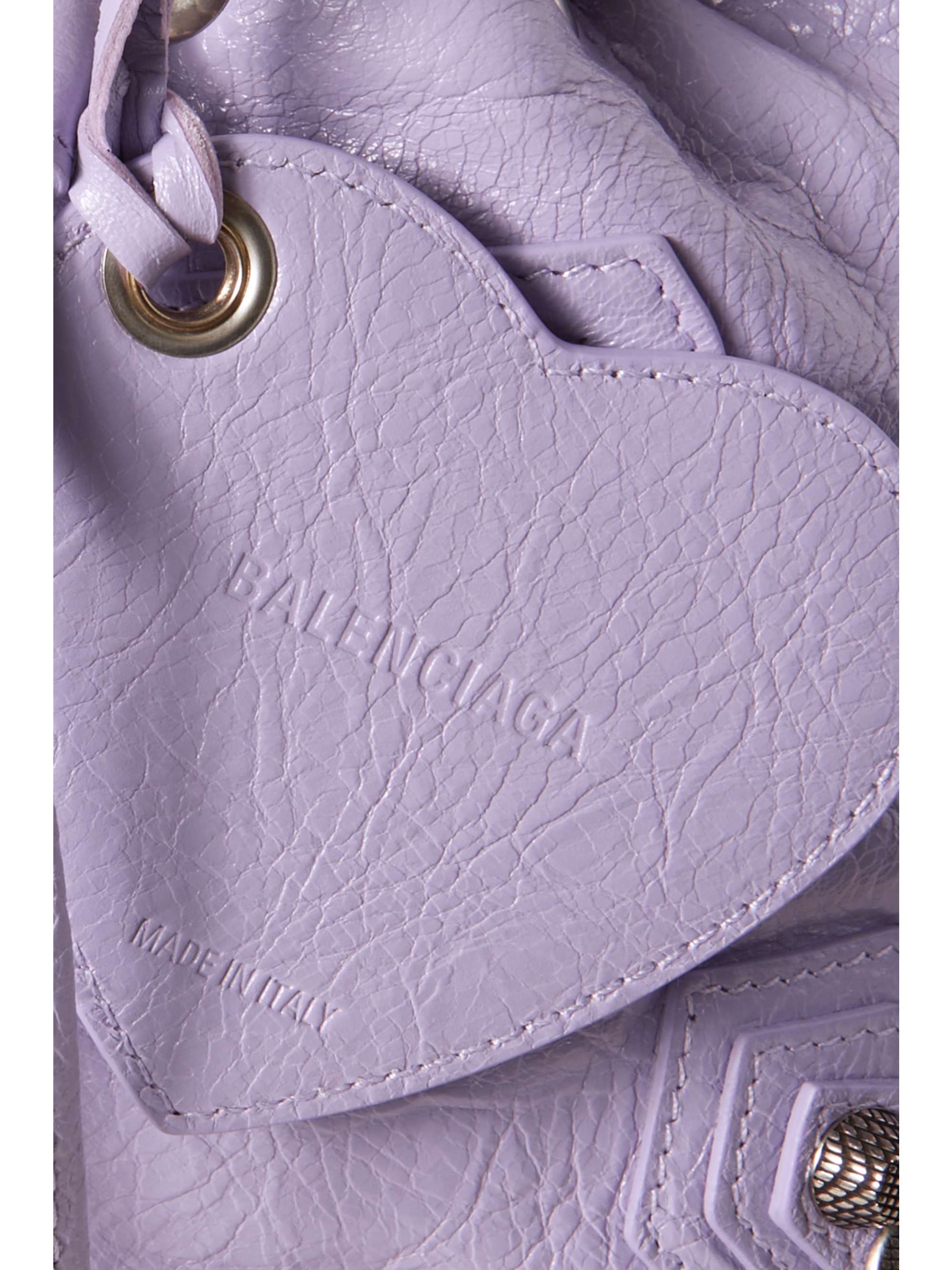 BALENCIAGA Le Cagole XS studded crinkled-leather bucket bag