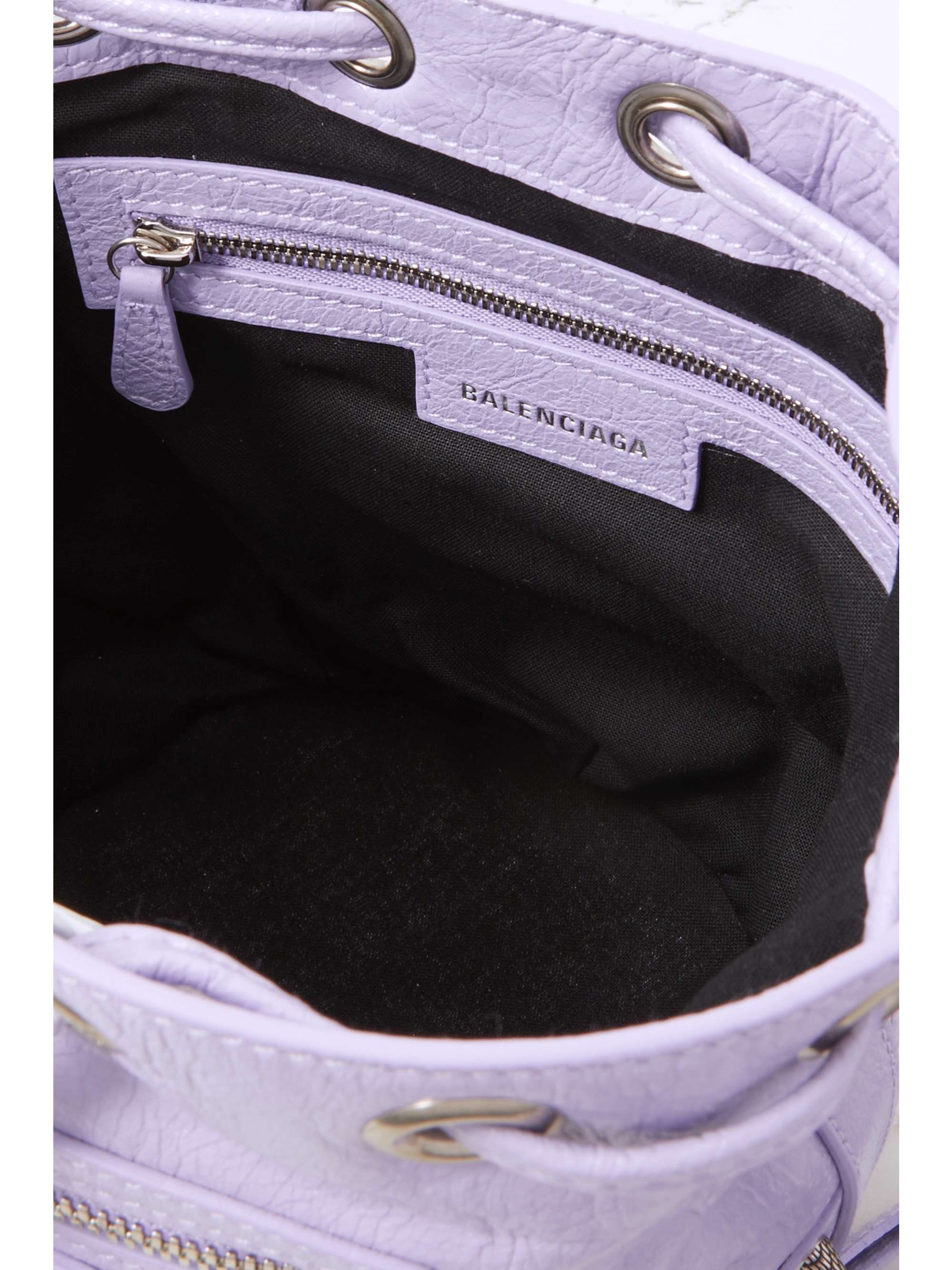 BALENCIAGA Le Cagole XS studded crinkled-leather bucket bag