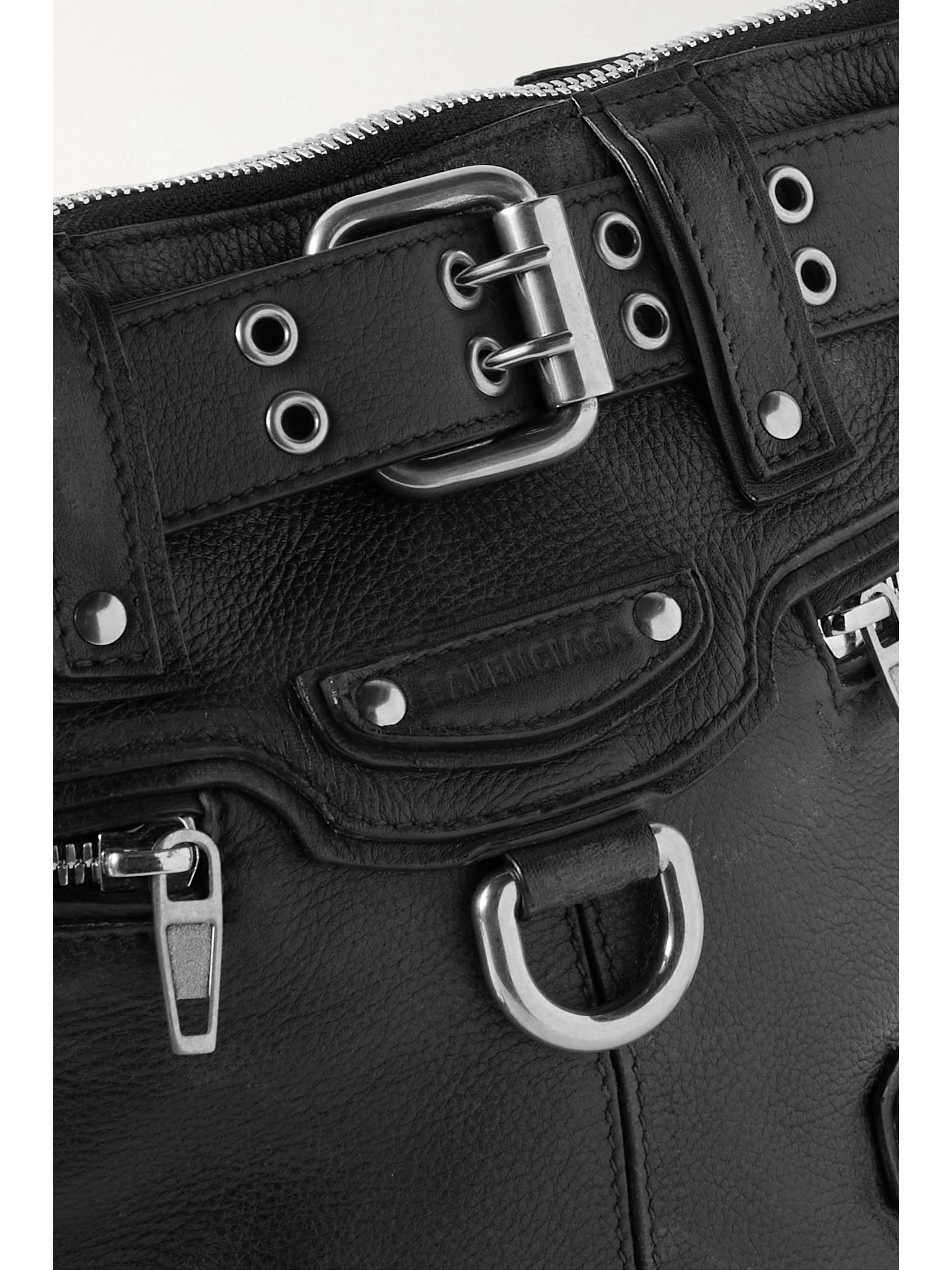 BALENCIAGA Emo XS buckled textured-leather bucket bag
