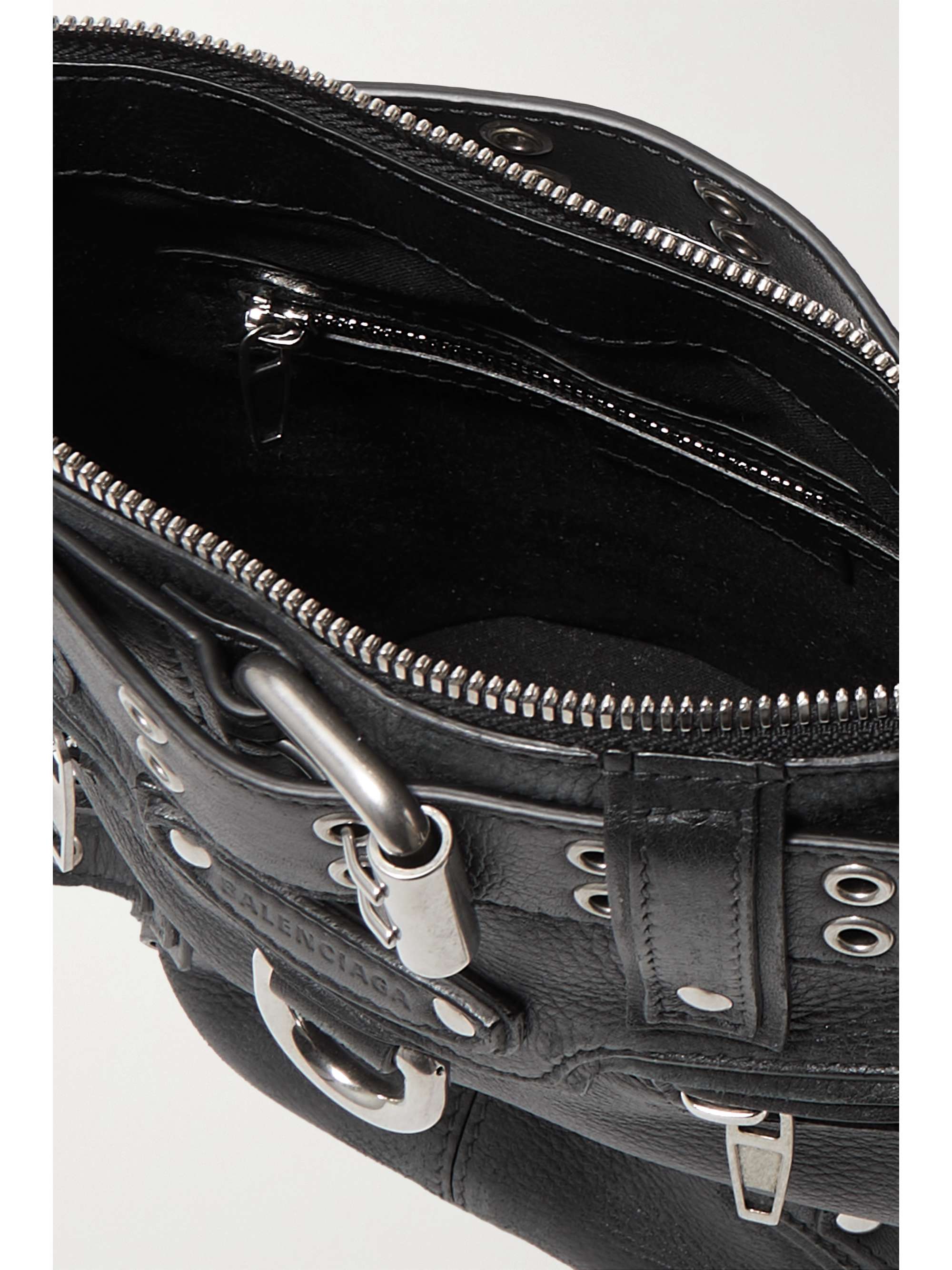 BALENCIAGA Emo XS buckled textured-leather bucket bag