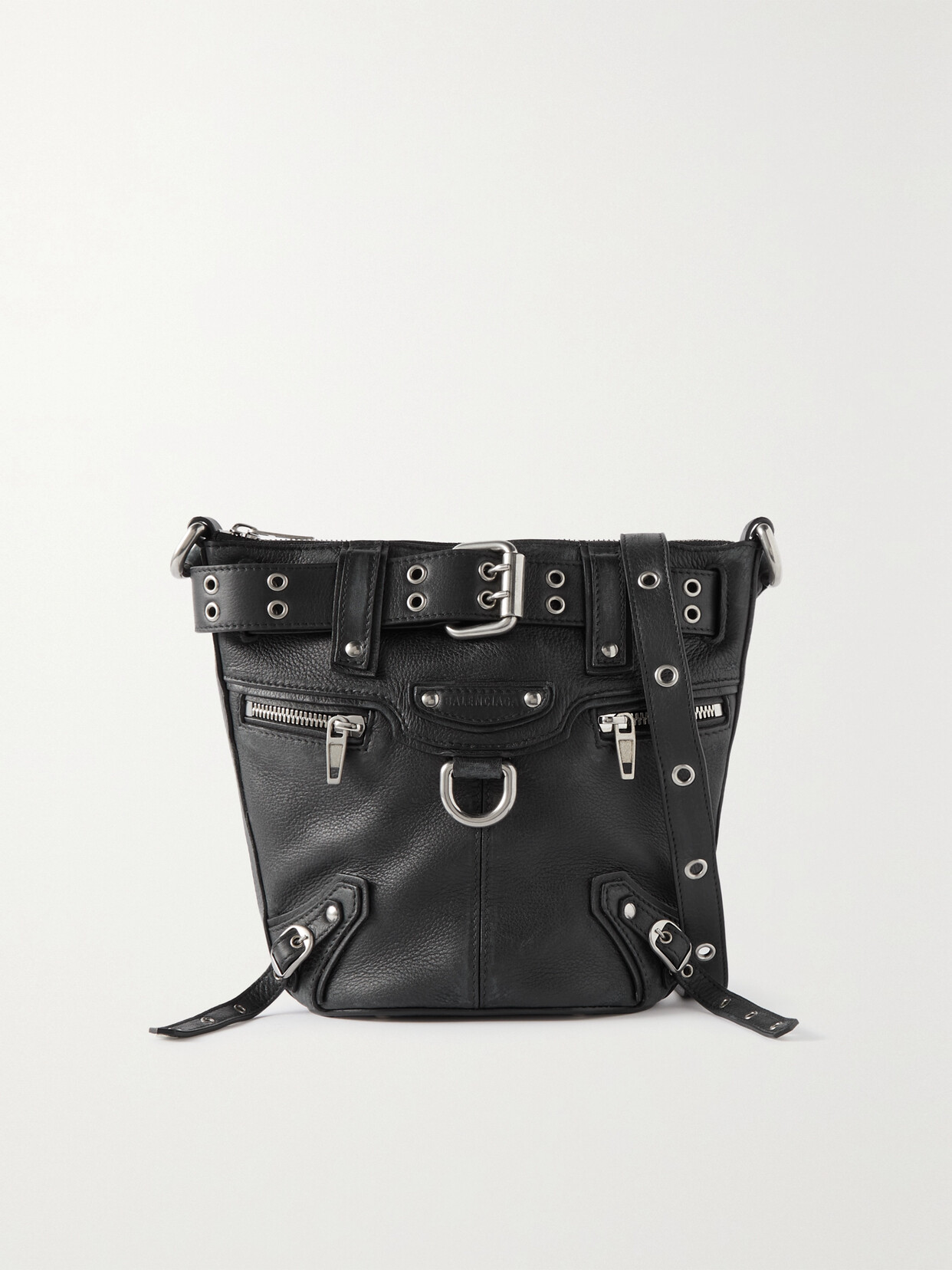 Balenciaga - Emo Xs Buckled Textured-leather Bucket Bag - Black