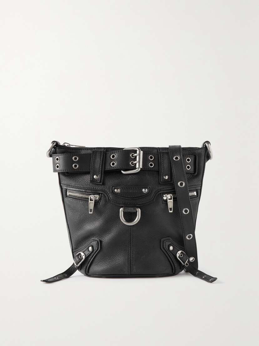 Balenciaga Emo Xs Buckled Textured-leather Bucket Bag