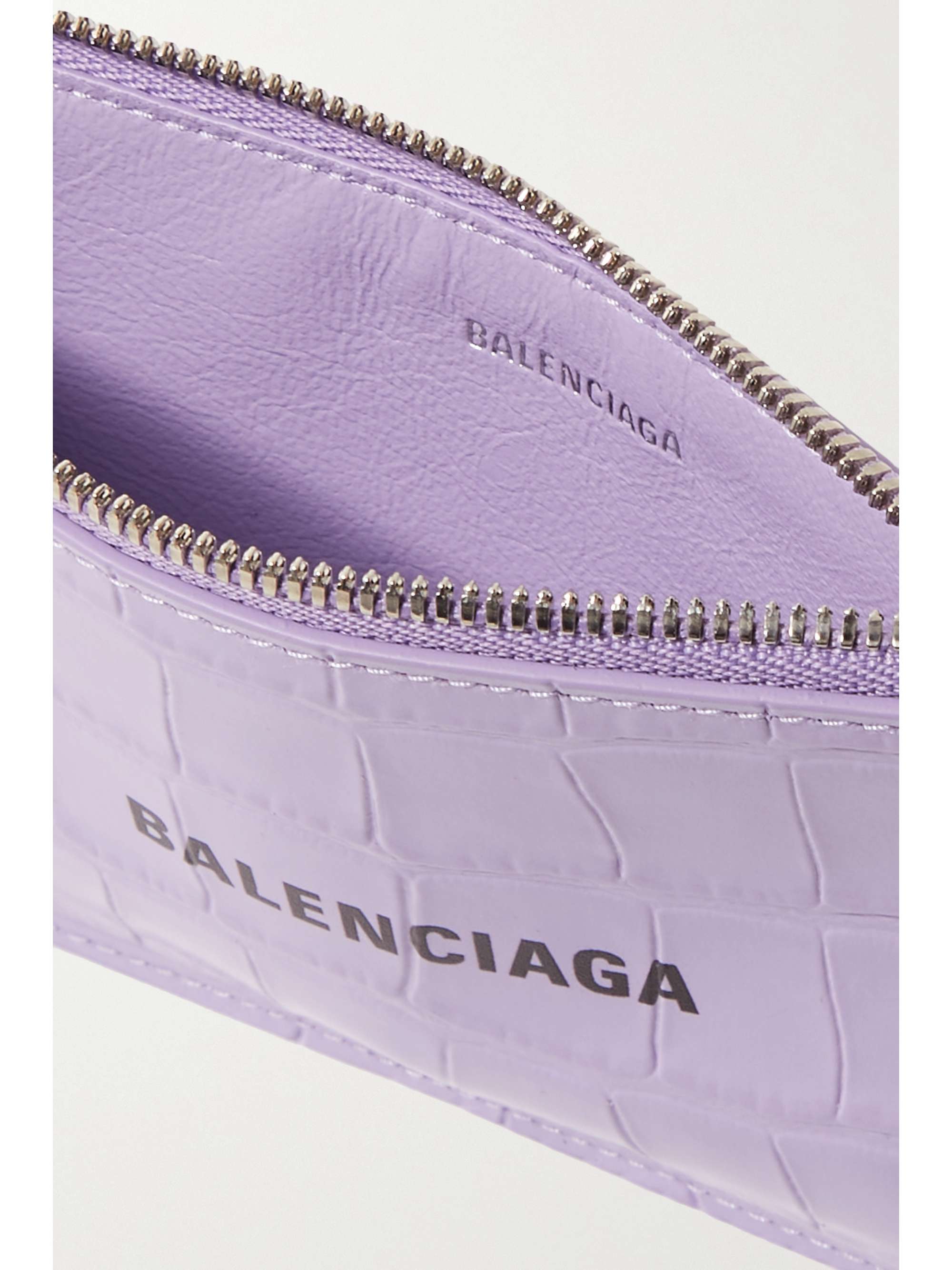 BALENCIAGA Cash printed croc-effect leather cardholder