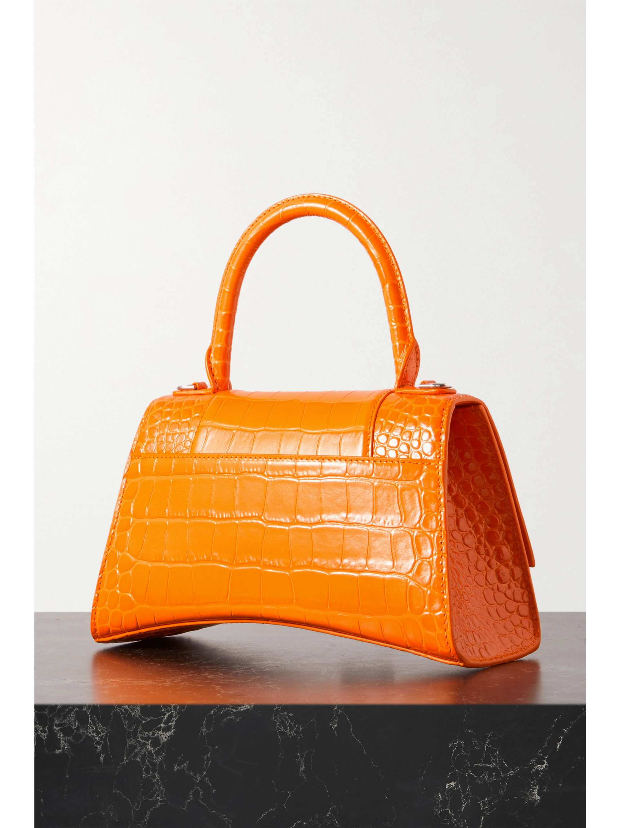 BALENCIAGA Hourglass small croc-effect leather tote