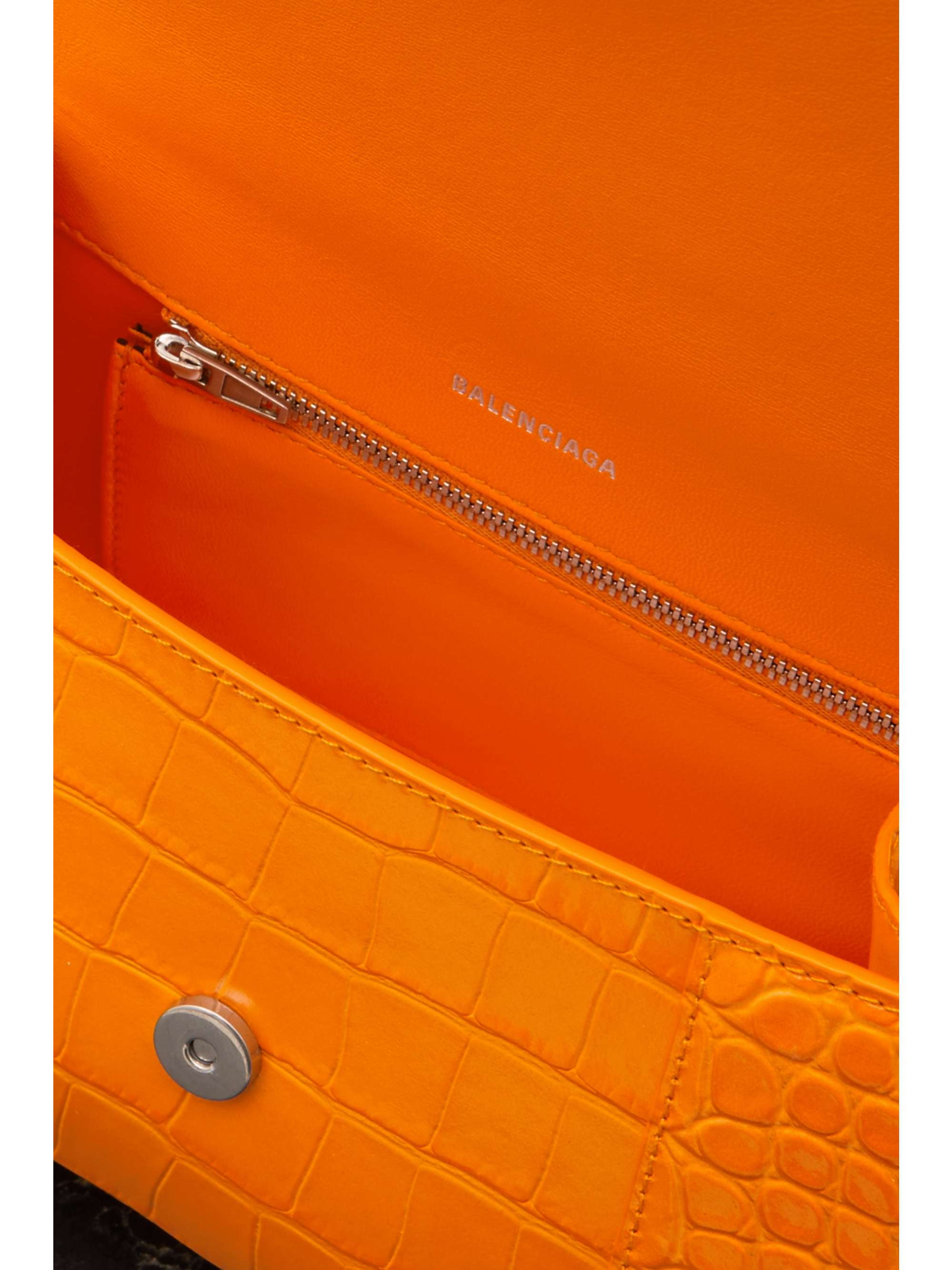 BALENCIAGA Hourglass small croc-effect leather tote