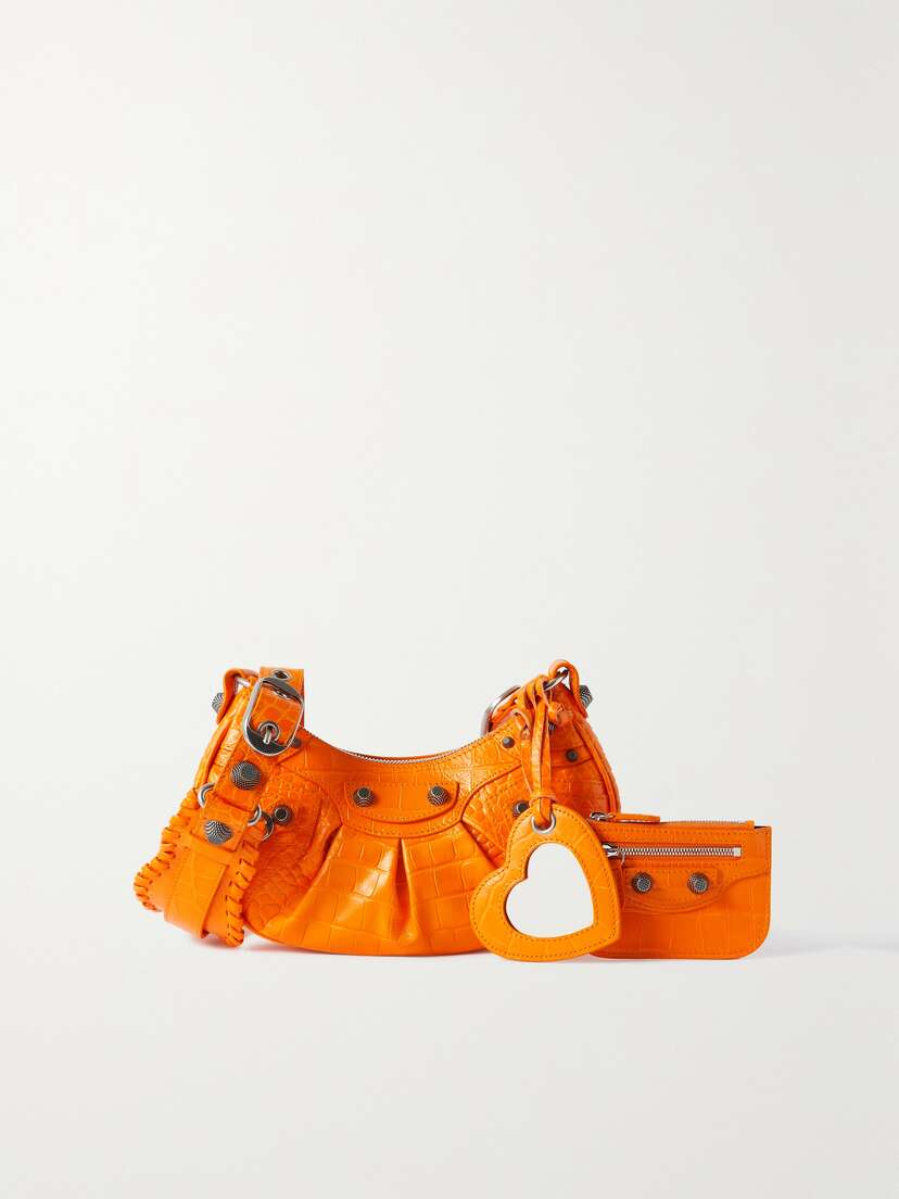 Balenciaga Le Cagole Xs Studded Croc-effect Leather Shoulder Bag