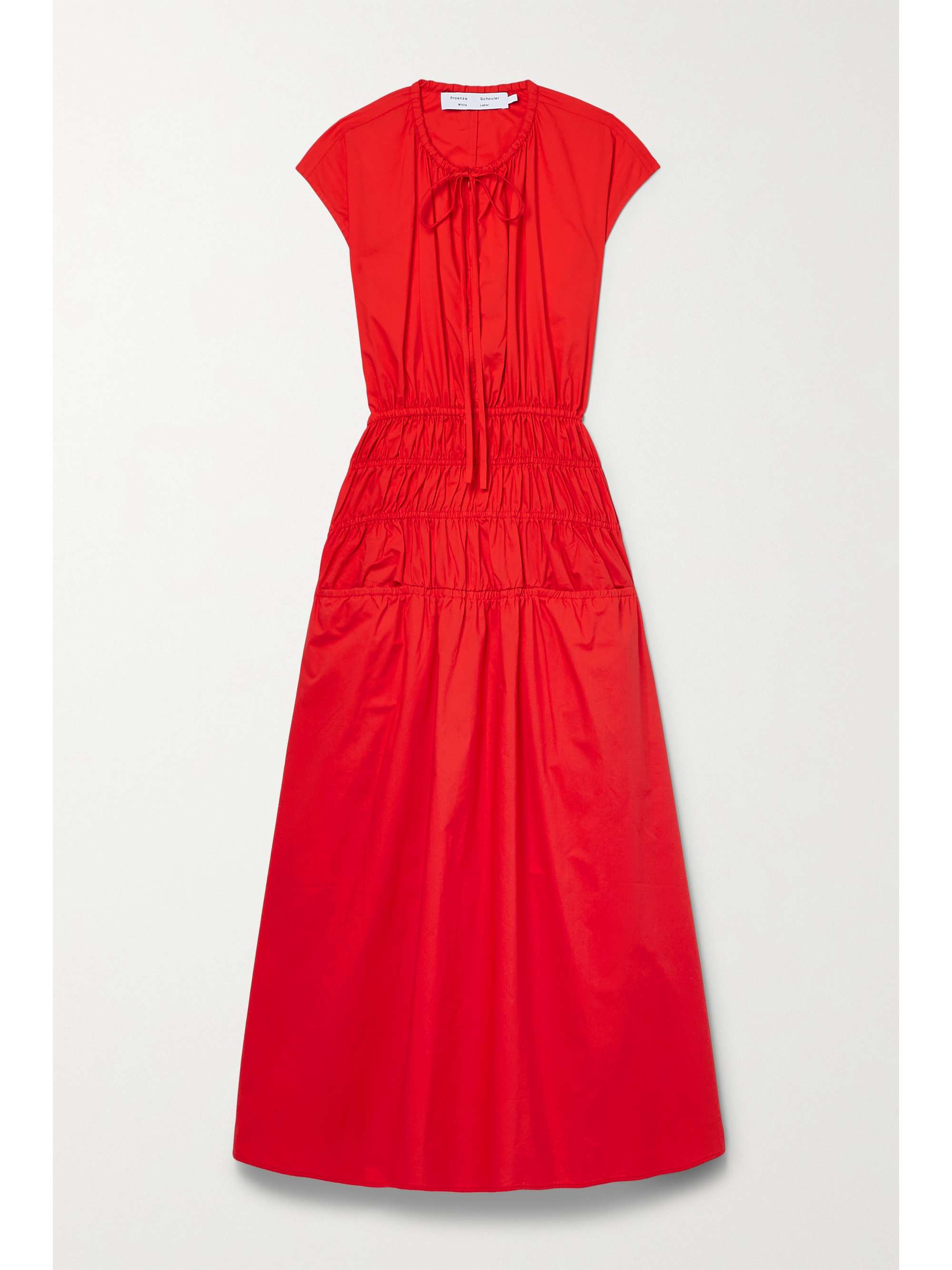 PROENZA SCHOULER WHITE LABEL Cutout shirred cotton-poplin midi dress