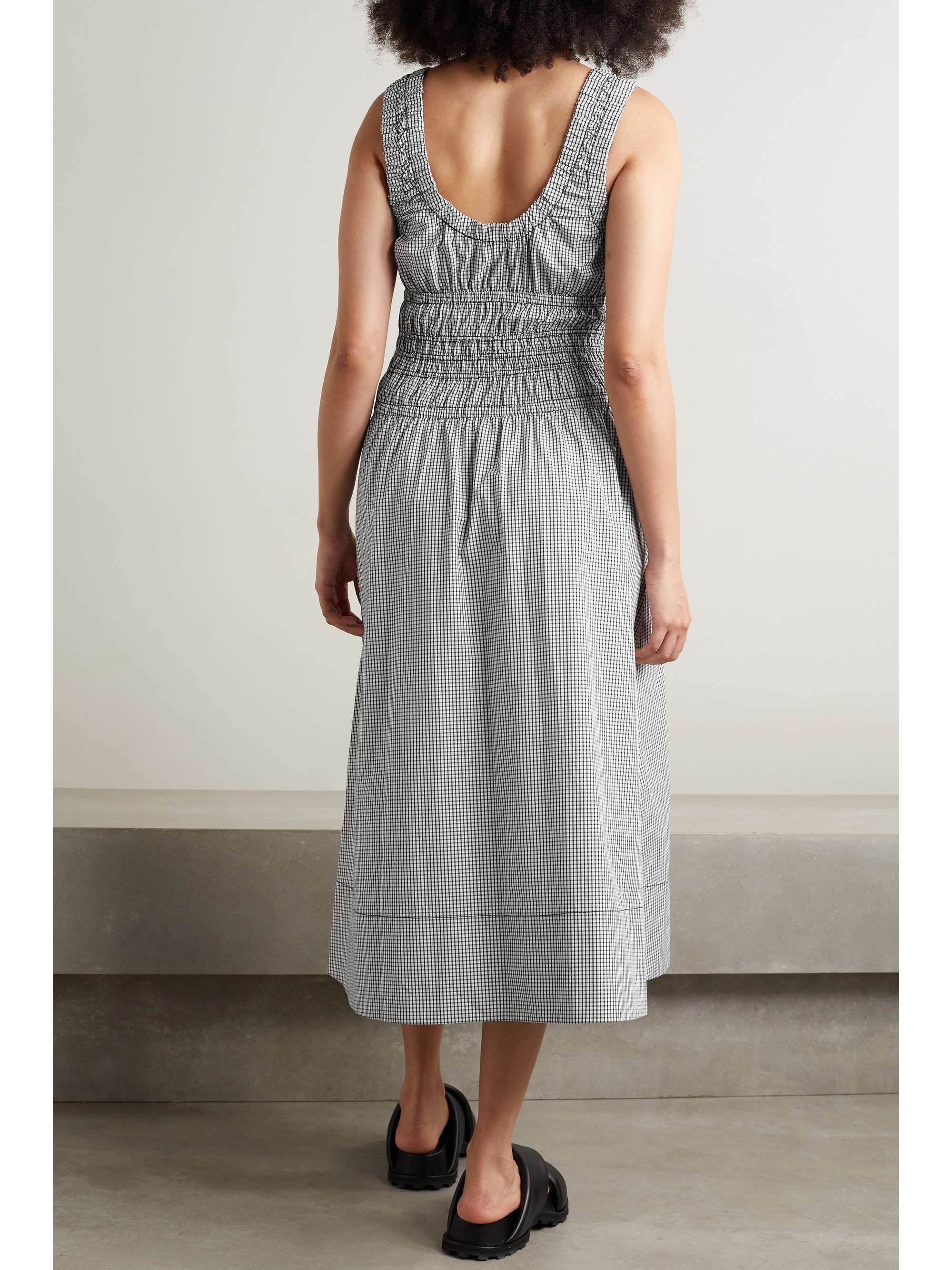 PROENZA SCHOULER WHITE LABEL Gathered checked cotton-poplin maxi dress