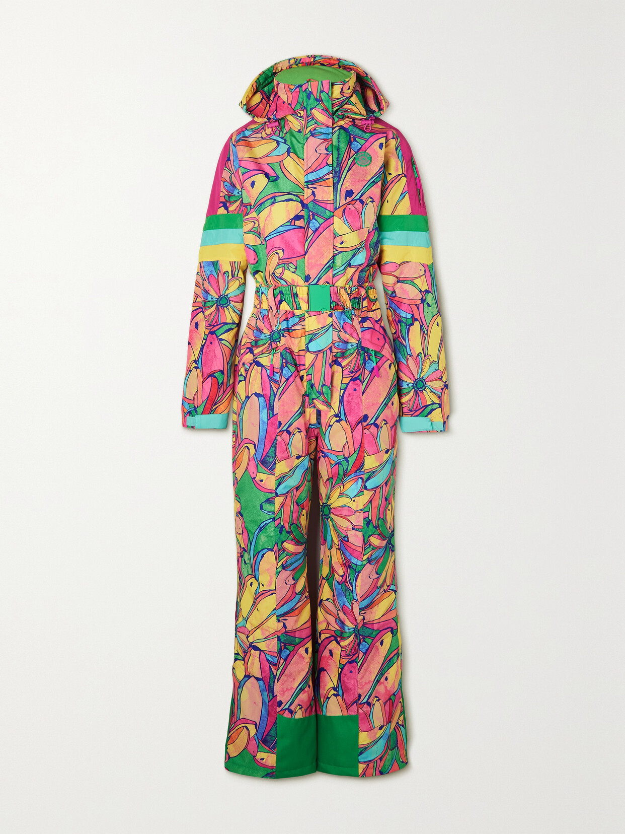 Farm Rio - Hooded Belted Printed Shell Ski Suit - Yellow