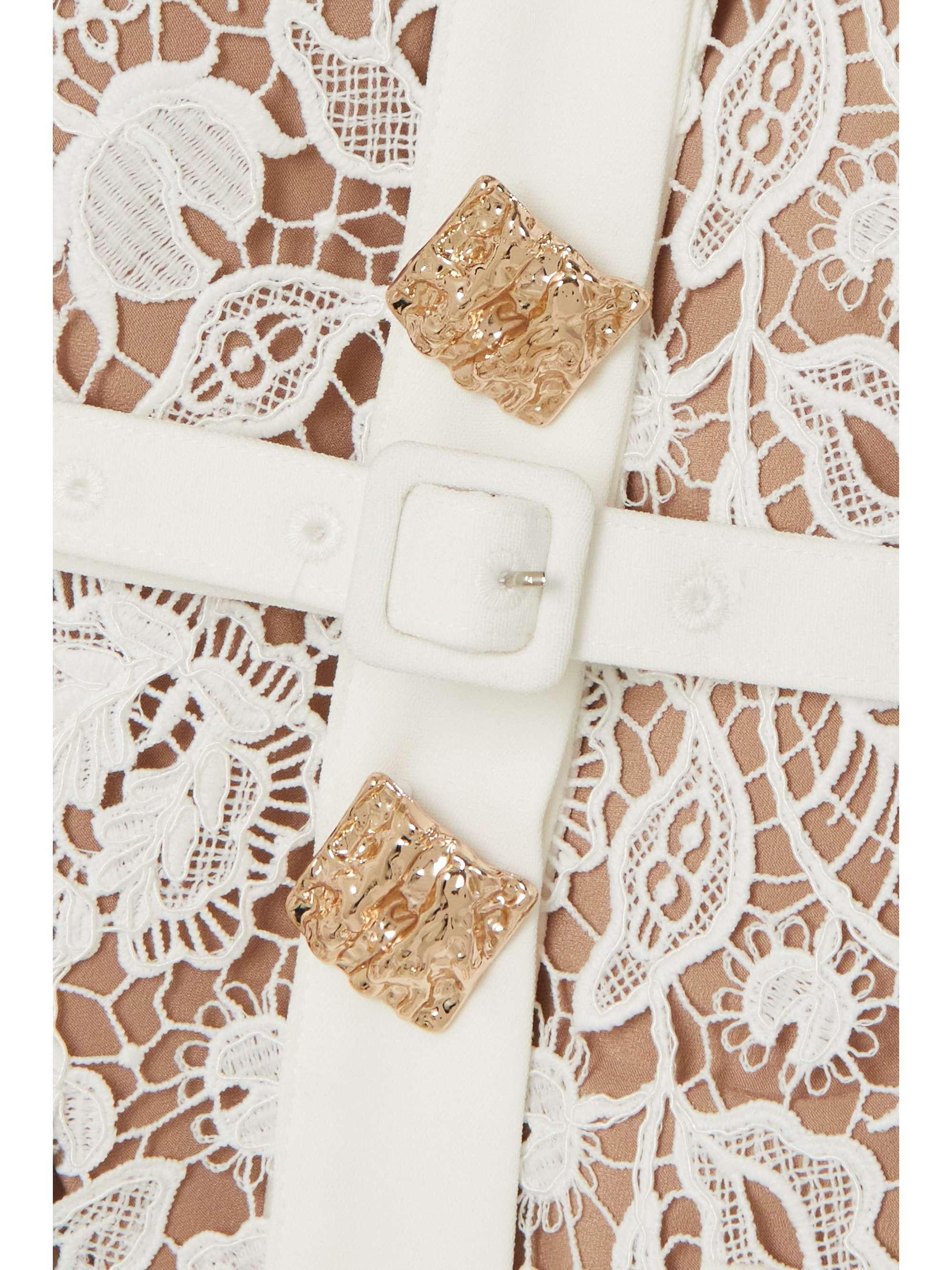 White White Magnolia belted crepe-trimmed guipure lace mini dress | SELF-PORTRAIT | NET-A-PORTER
