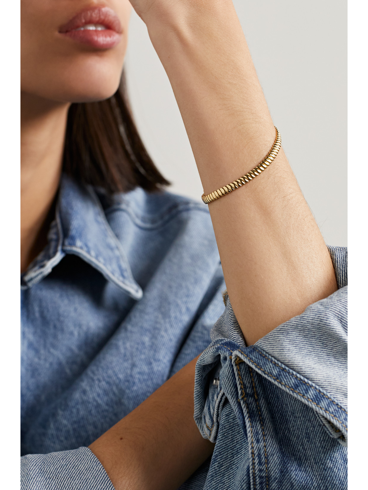 Shop Anita Ko Zoe Thin 18-karat Yellow Gold Bracelet