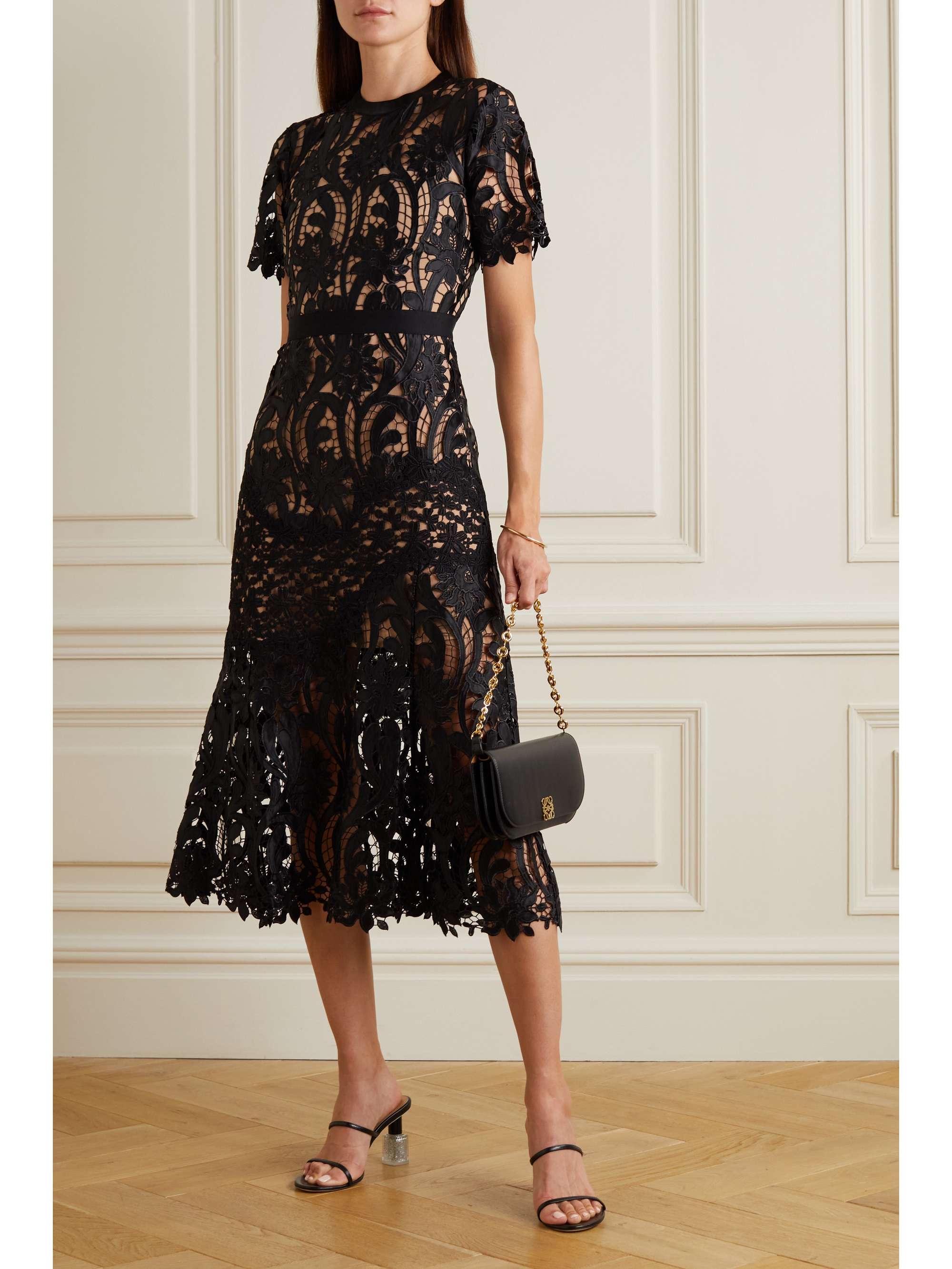 SELFPORTRAIT Prairie guipure lace midi dress NETAPORTER