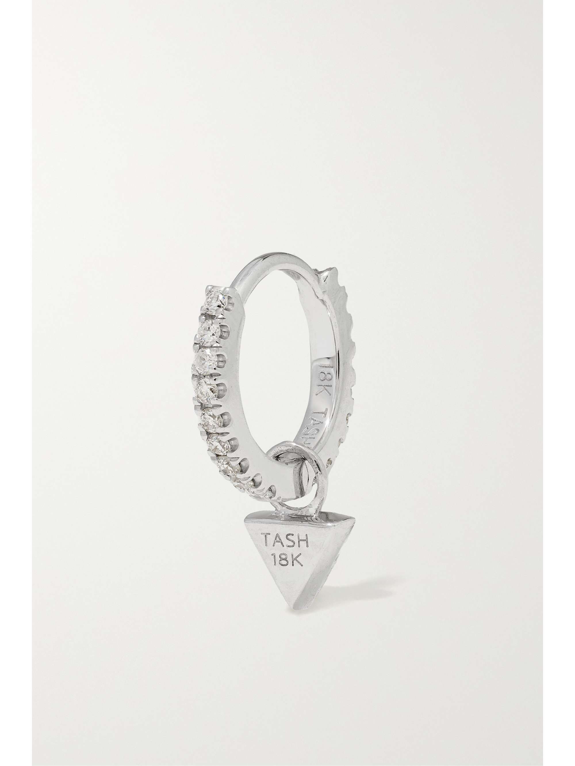 MARIA TASH 6mm 14-karat white gold diamond single hoop earring