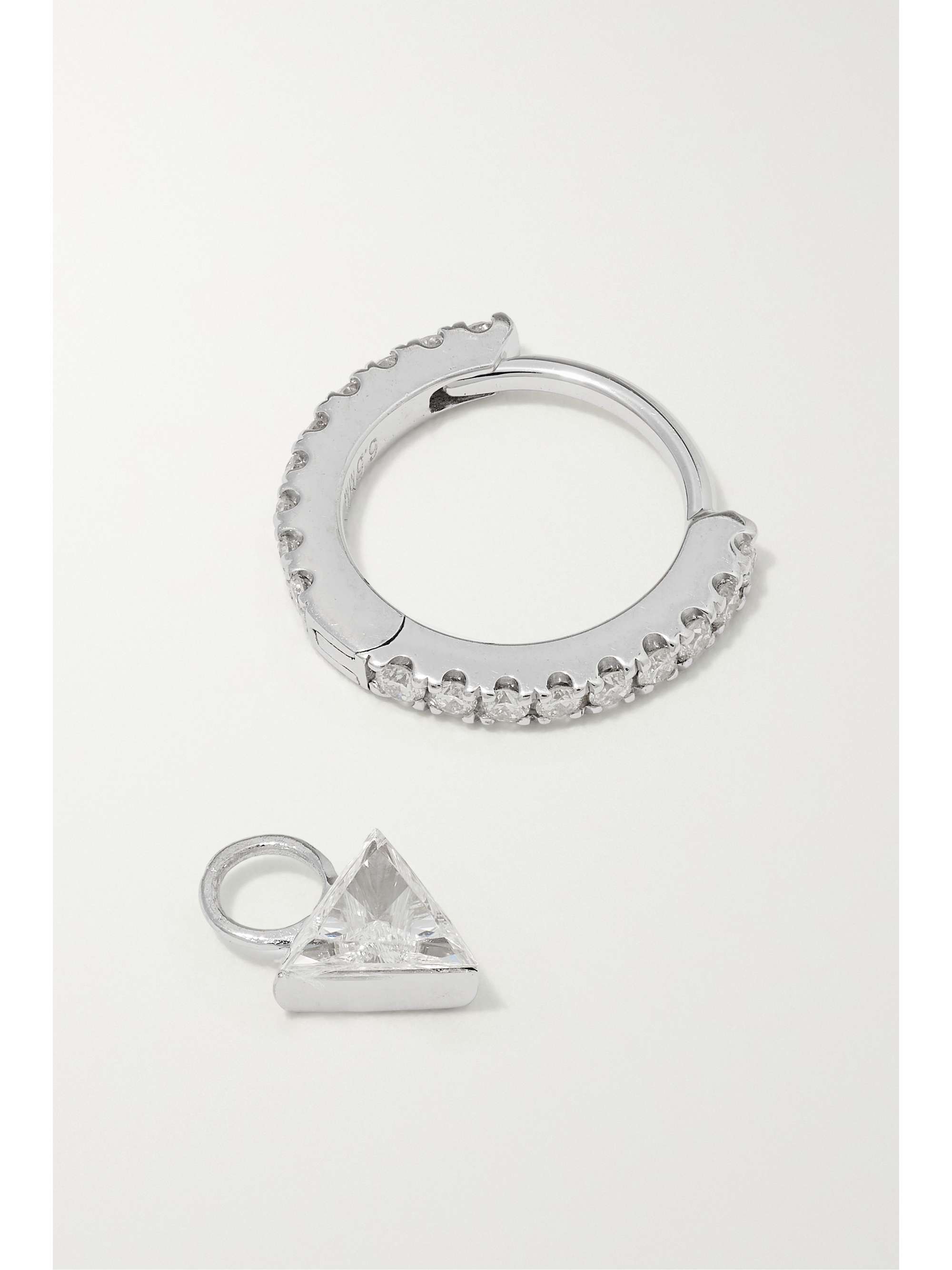 MARIA TASH 6mm 14-karat white gold diamond single hoop earring
