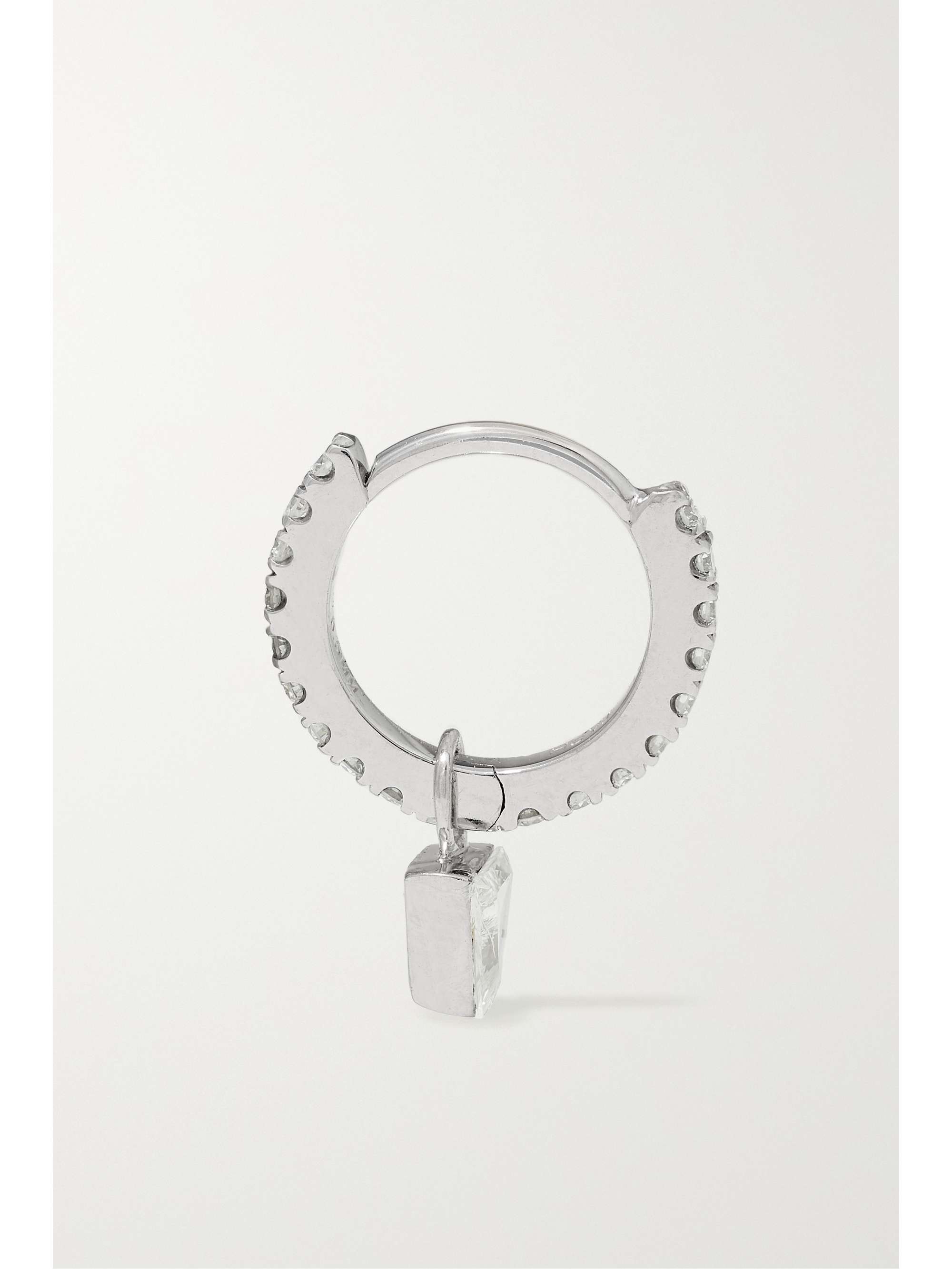 MARIA TASH 6mm 14-karat white gold diamond single hoop earring