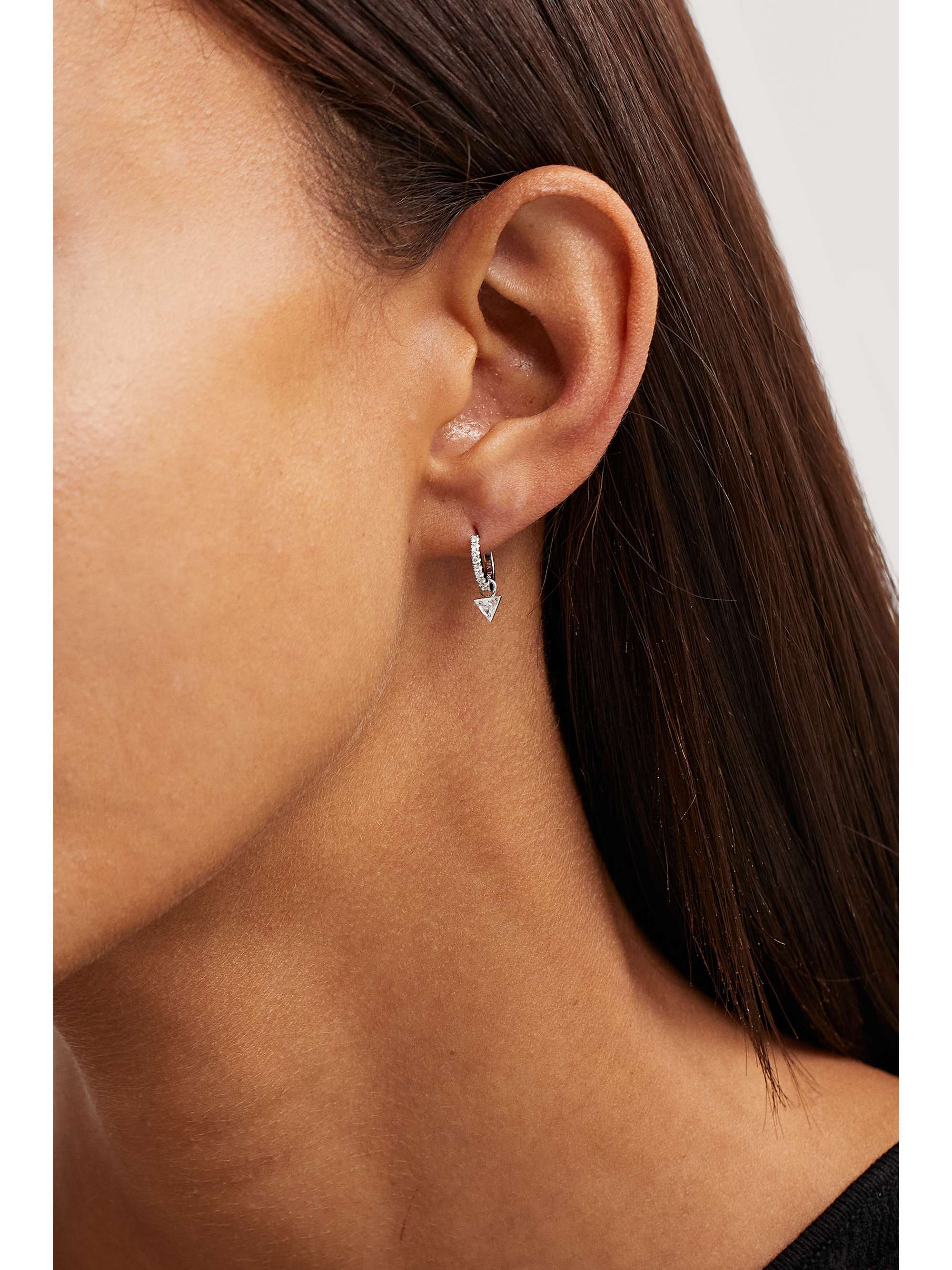 MARIA TASH 6mm 14-karat white gold diamond single hoop earring