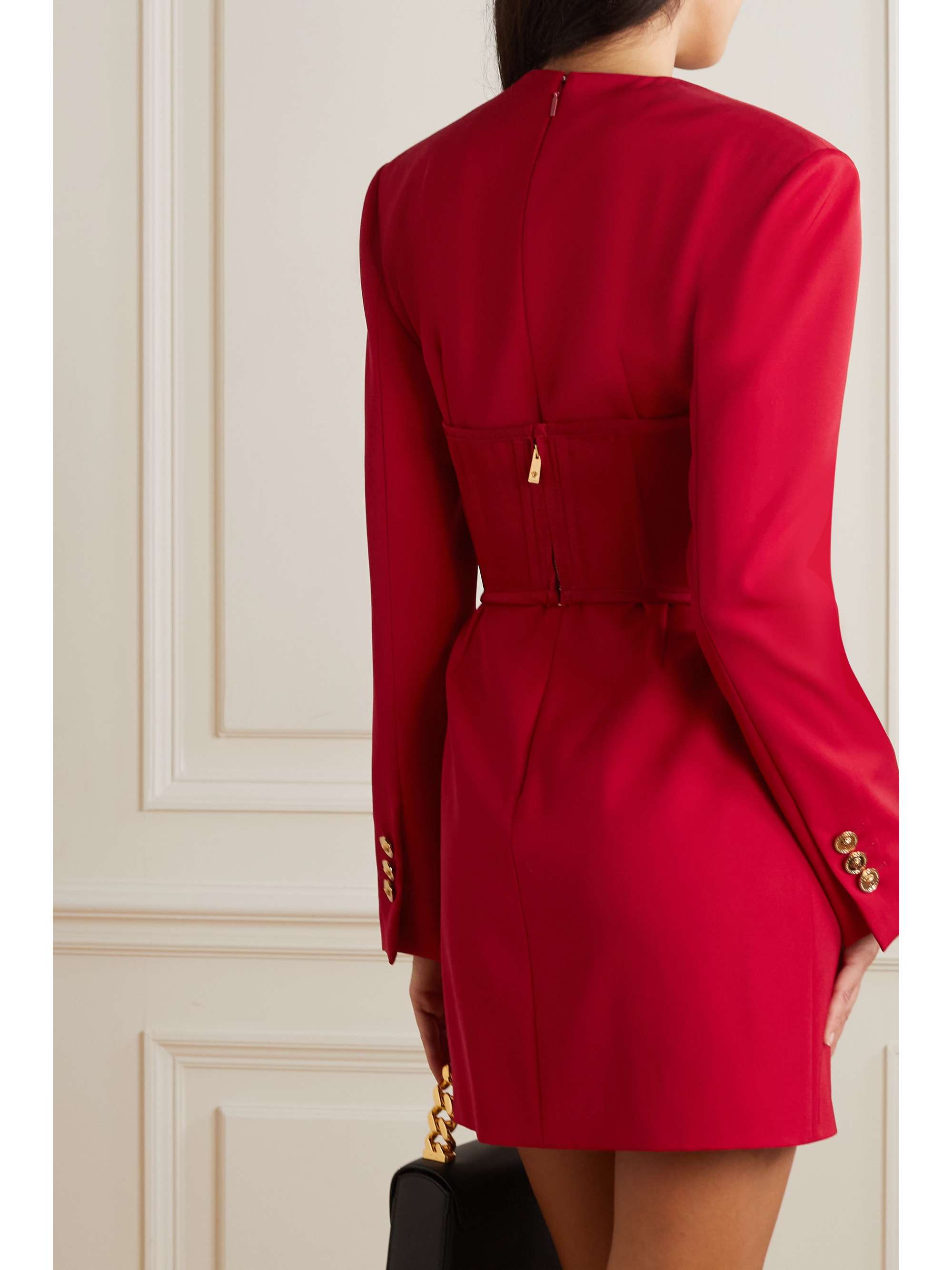 VERSACE Silk satin-trimmed crepe mini dress