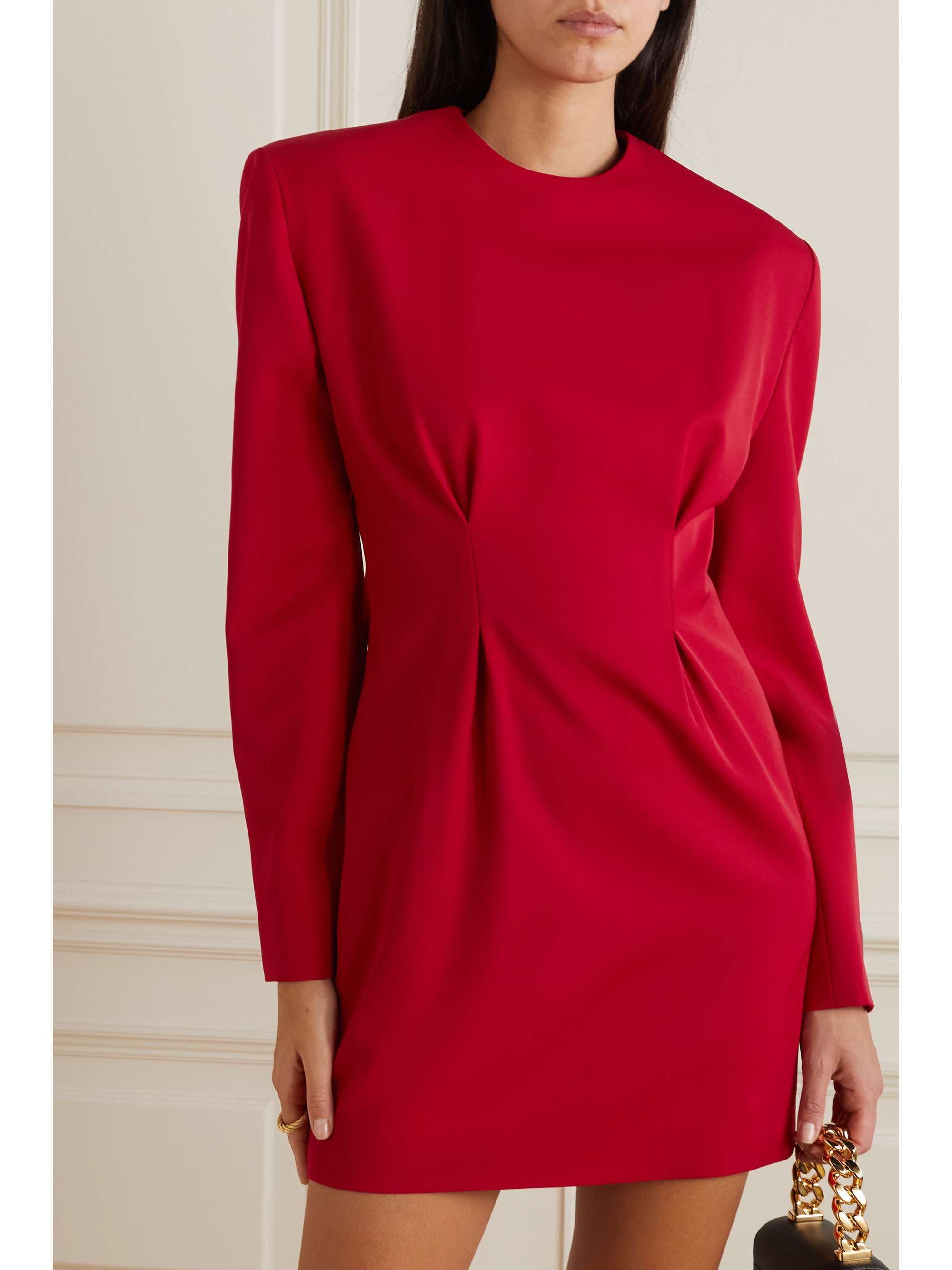 VERSACE Silk satin-trimmed crepe mini dress