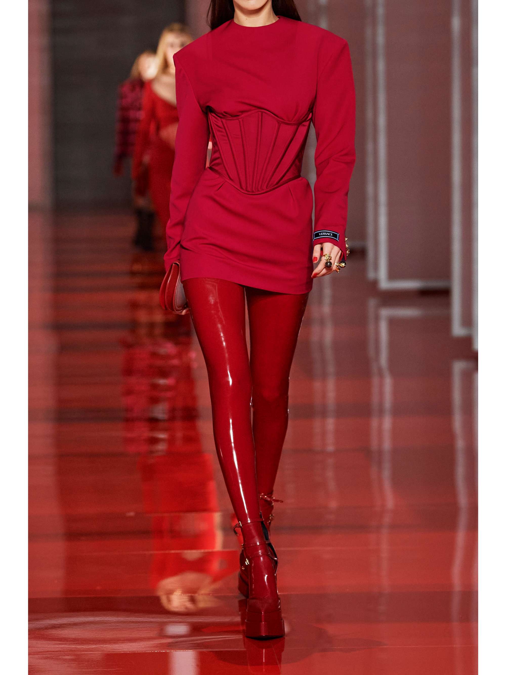 VERSACE Silk satin-trimmed crepe mini dress