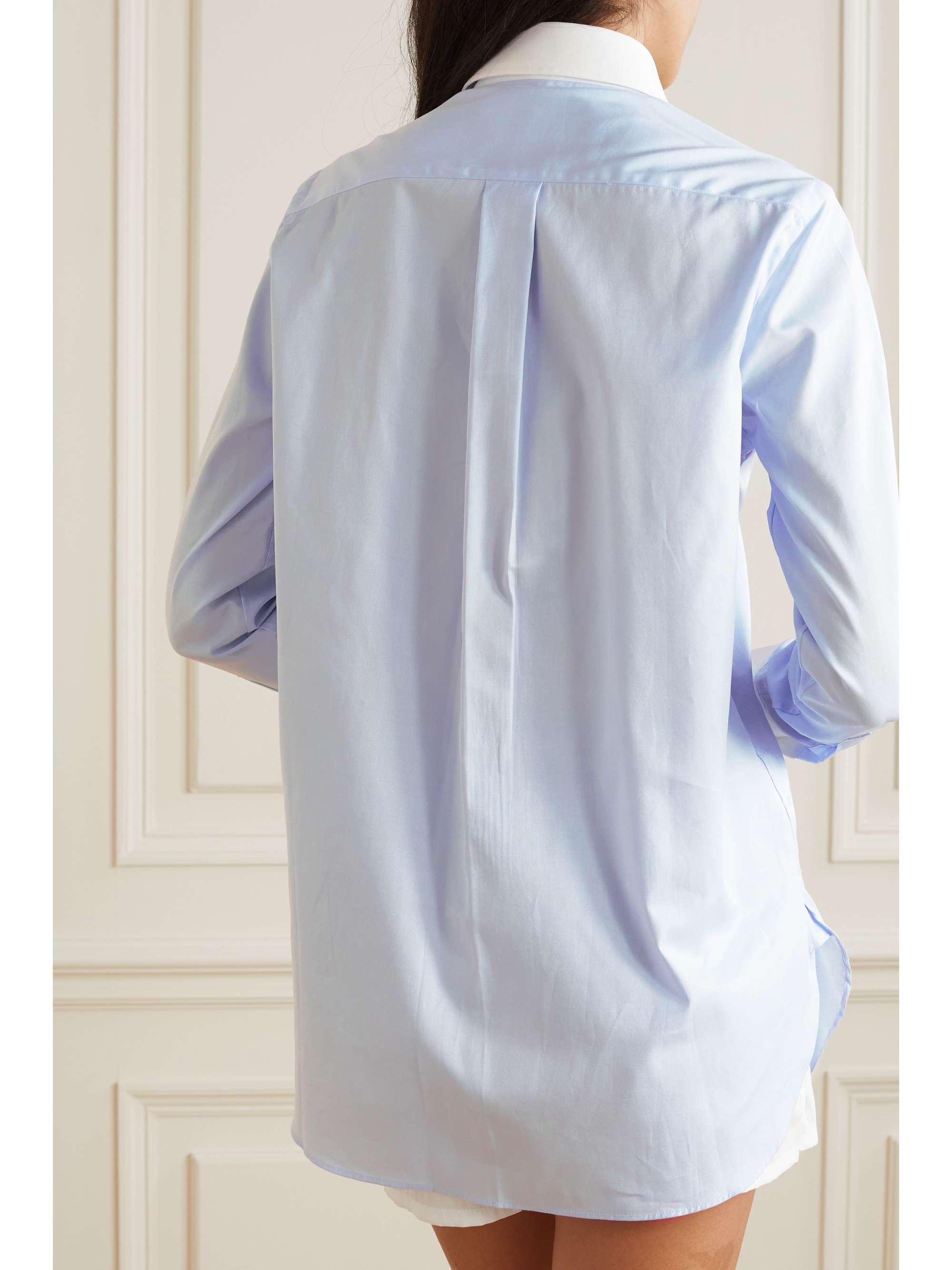 HOMMEGIRLS Embroidered color-block cotton-twill shirt