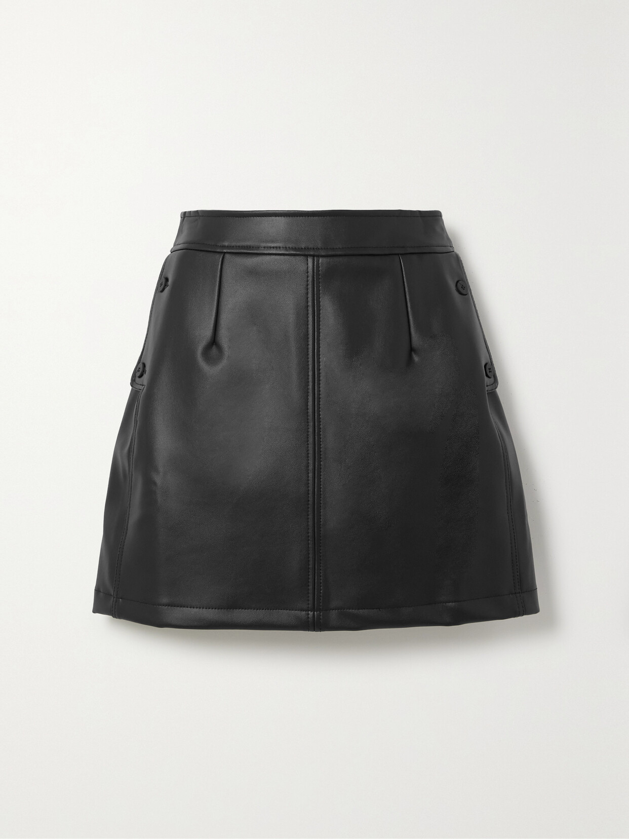 Caes - Faux Leather Mini Skirt - Black