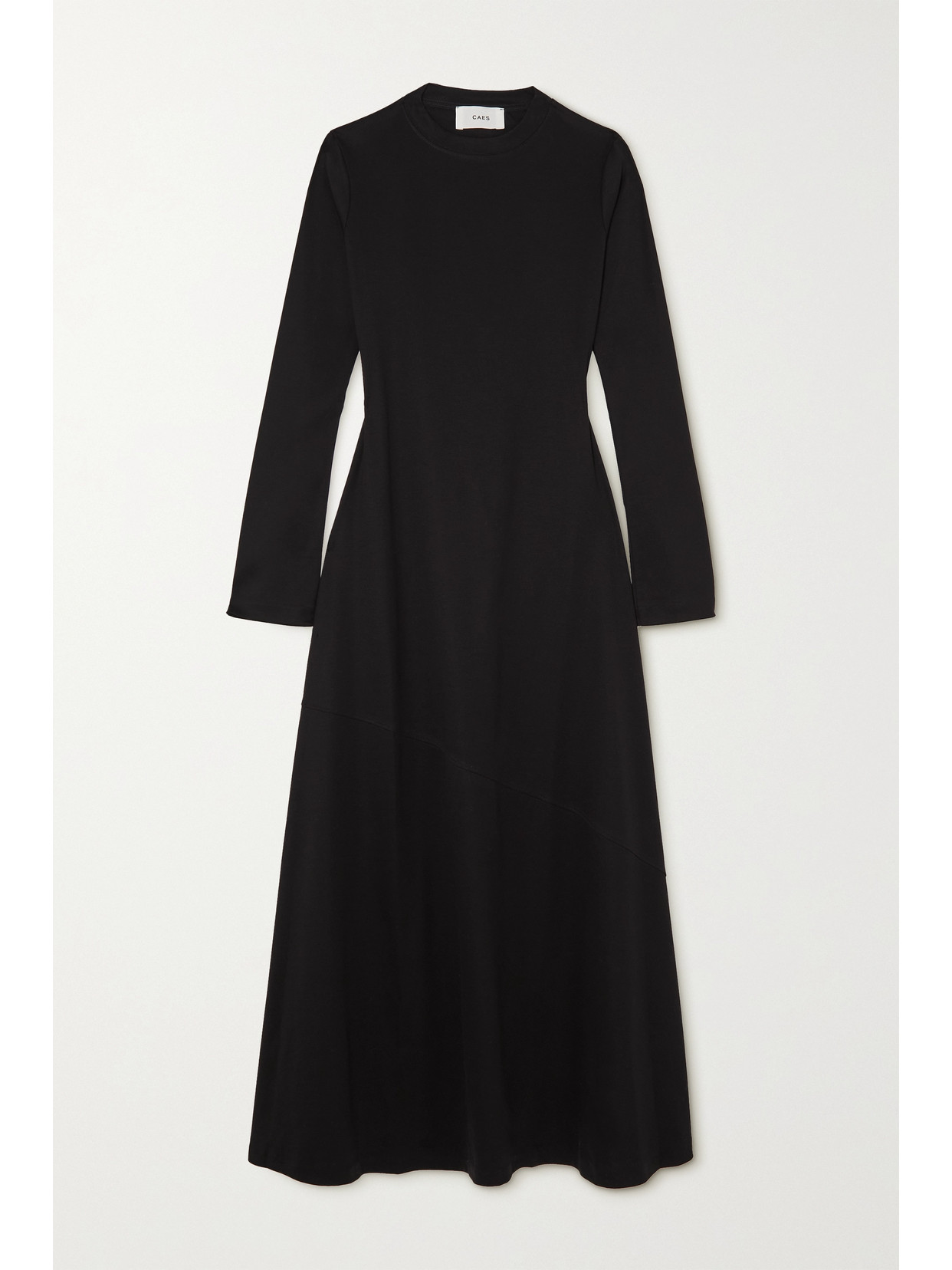 Caes Paneled Organic Cotton-jersey Maxi Dress In Black | ModeSens